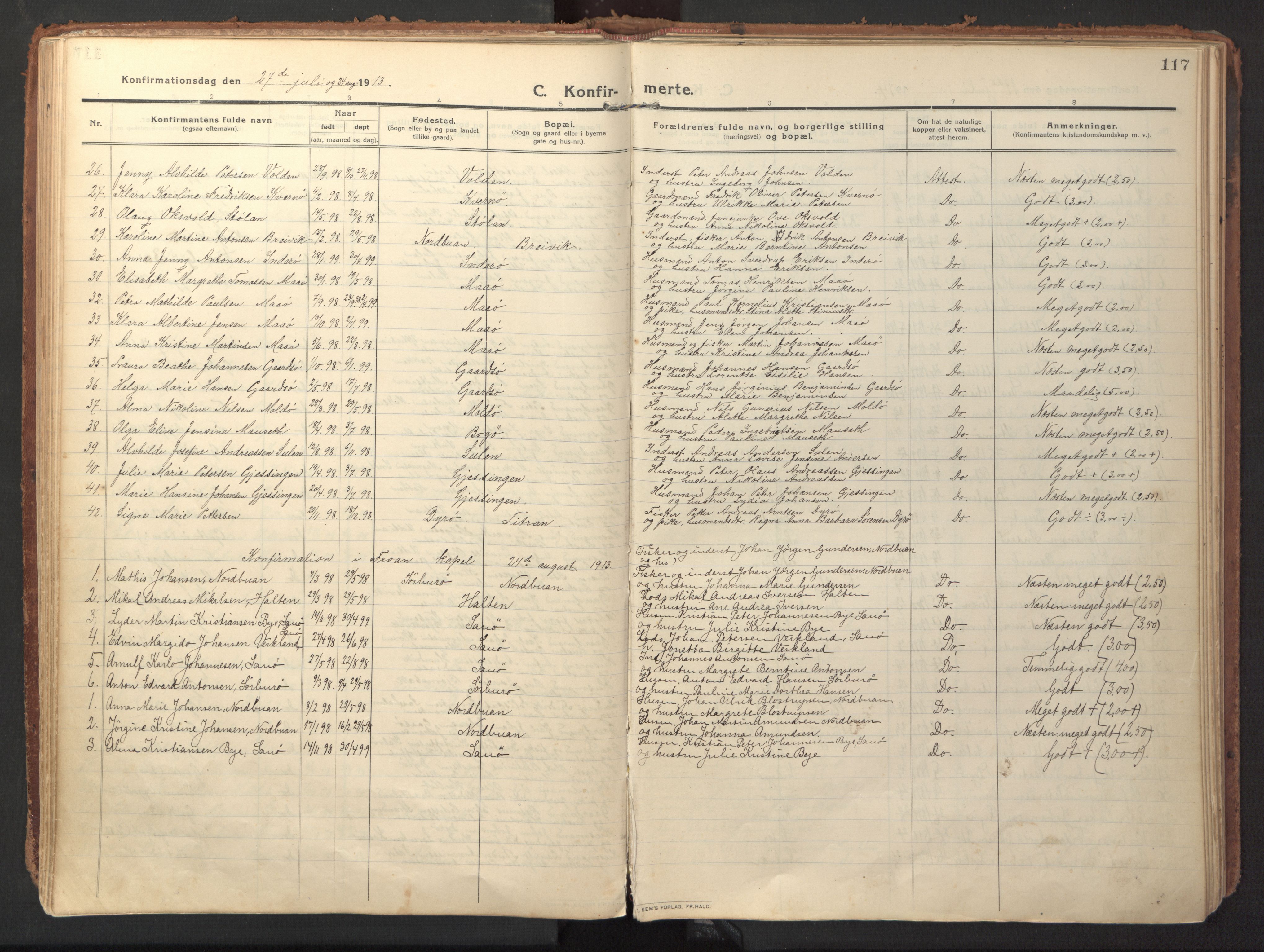 Ministerialprotokoller, klokkerbøker og fødselsregistre - Sør-Trøndelag, SAT/A-1456/640/L0581: Parish register (official) no. 640A06, 1910-1924, p. 117