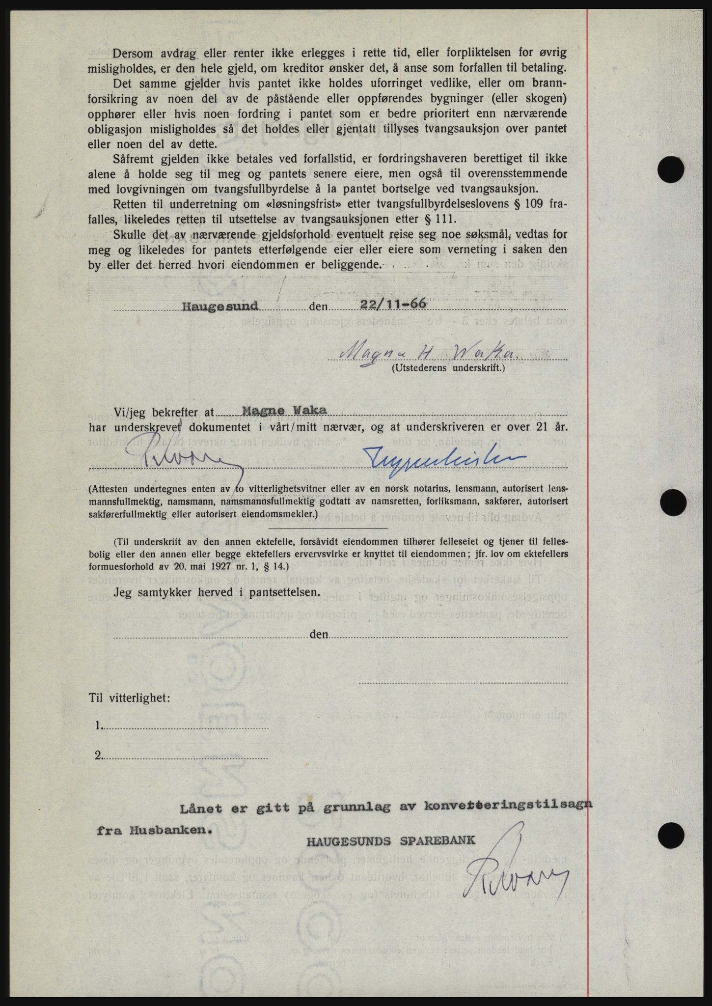 Haugesund tingrett, SAST/A-101415/01/II/IIC/L0056: Mortgage book no. B 56, 1966-1967, Diary no: : 2630/1966