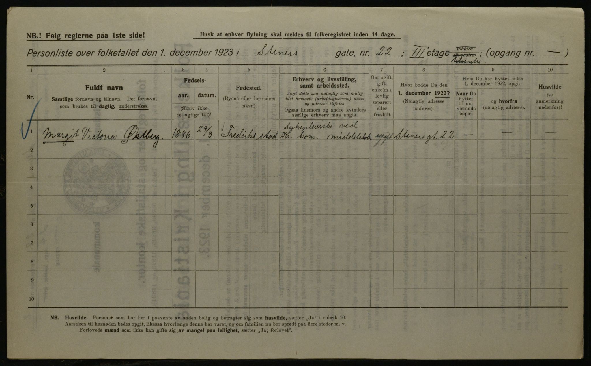 OBA, Municipal Census 1923 for Kristiania, 1923, p. 112099