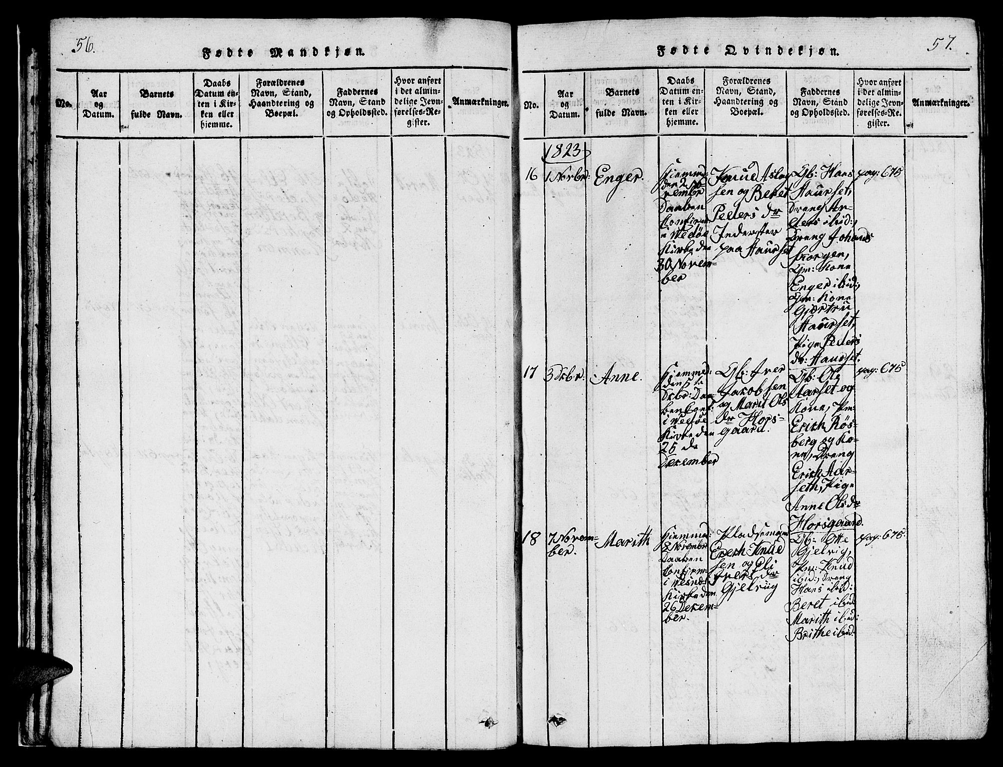 Ministerialprotokoller, klokkerbøker og fødselsregistre - Møre og Romsdal, AV/SAT-A-1454/547/L0610: Parish register (copy) no. 547C01, 1818-1839, p. 56-57