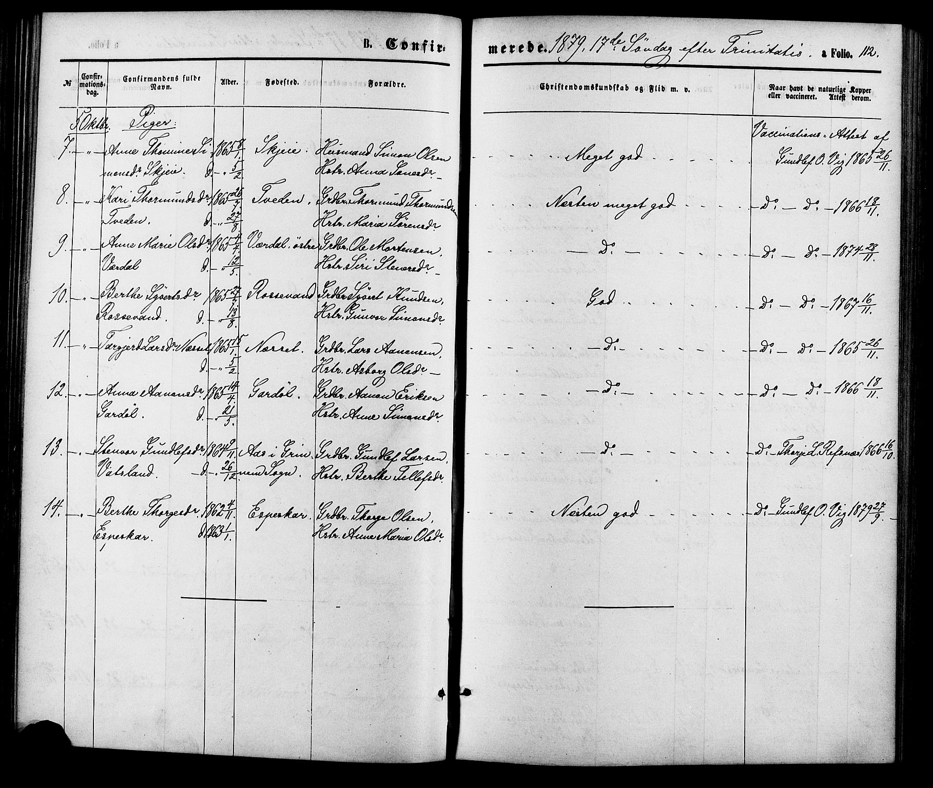 Hægebostad sokneprestkontor, SAK/1111-0024/F/Fa/Fab/L0003: Parish register (official) no. A 3, 1872-1886, p. 112