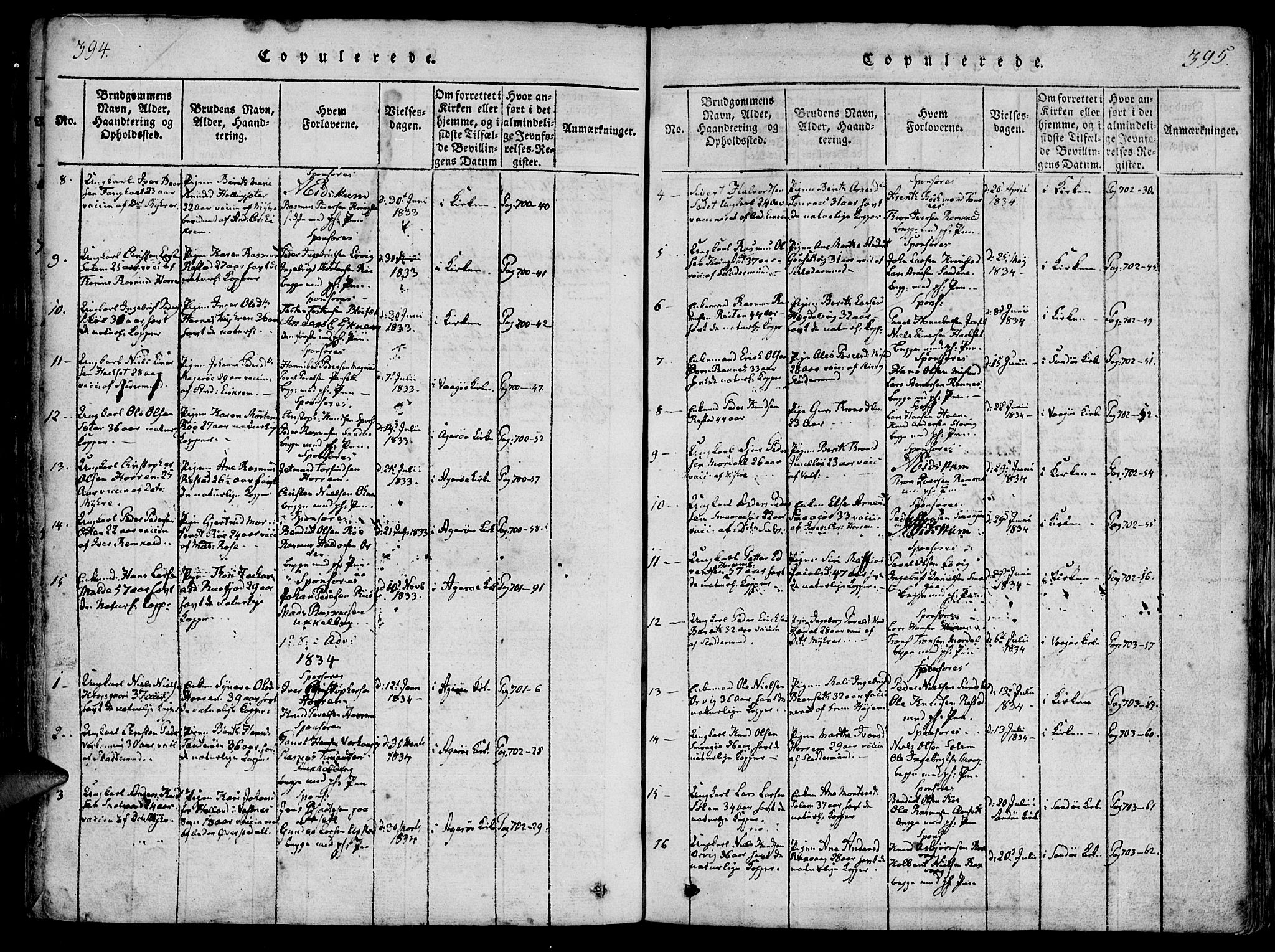 Ministerialprotokoller, klokkerbøker og fødselsregistre - Møre og Romsdal, AV/SAT-A-1454/560/L0718: Parish register (official) no. 560A02, 1817-1844, p. 394-395