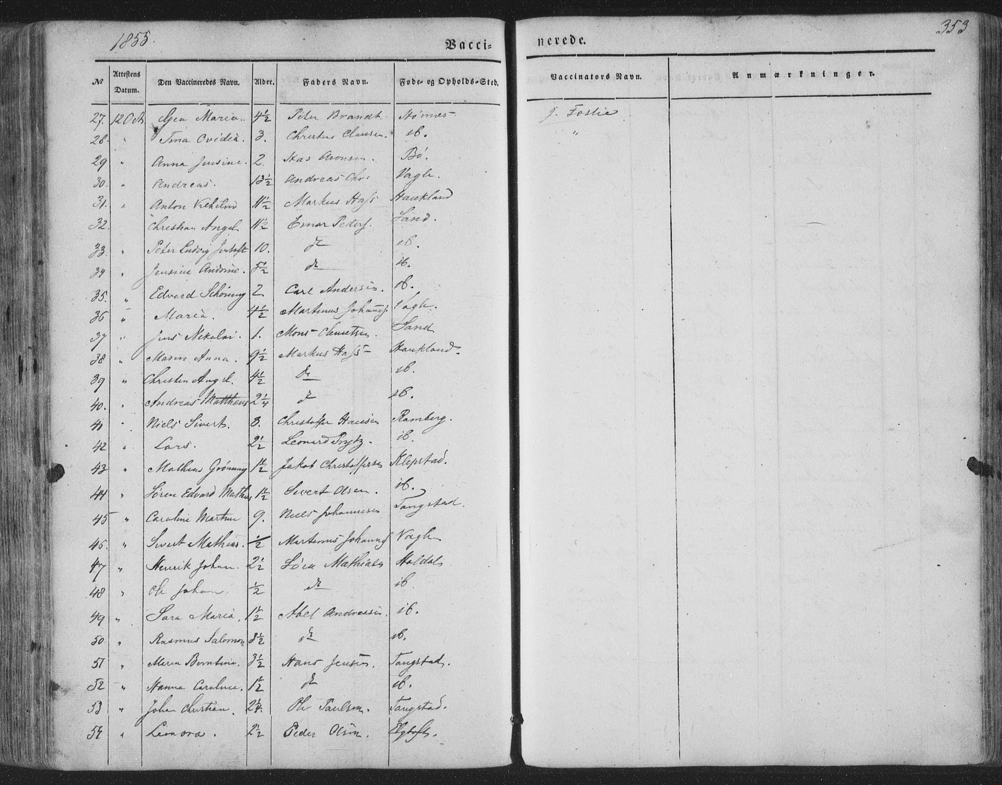 Ministerialprotokoller, klokkerbøker og fødselsregistre - Nordland, AV/SAT-A-1459/880/L1131: Parish register (official) no. 880A05, 1844-1868, p. 353