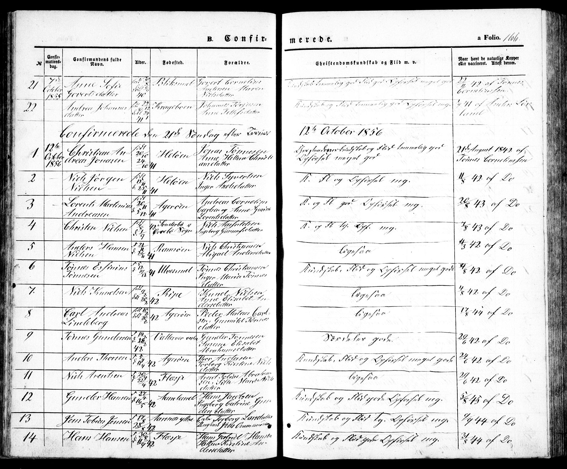 Høvåg sokneprestkontor, SAK/1111-0025/F/Fb/L0002: Parish register (copy) no. B 2, 1847-1869, p. 166