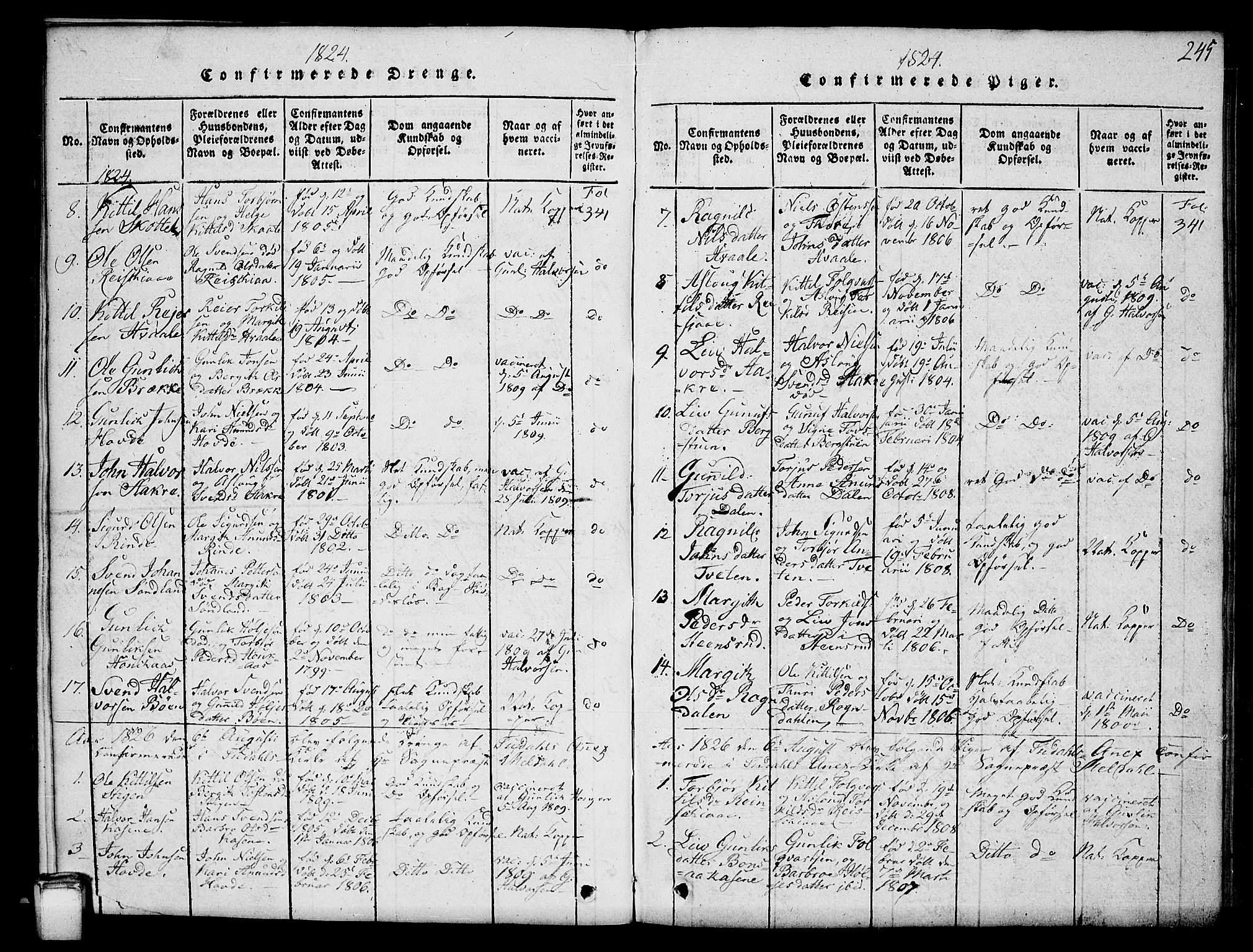 Hjartdal kirkebøker, AV/SAKO-A-270/G/Gc/L0001: Parish register (copy) no. III 1, 1815-1842, p. 245
