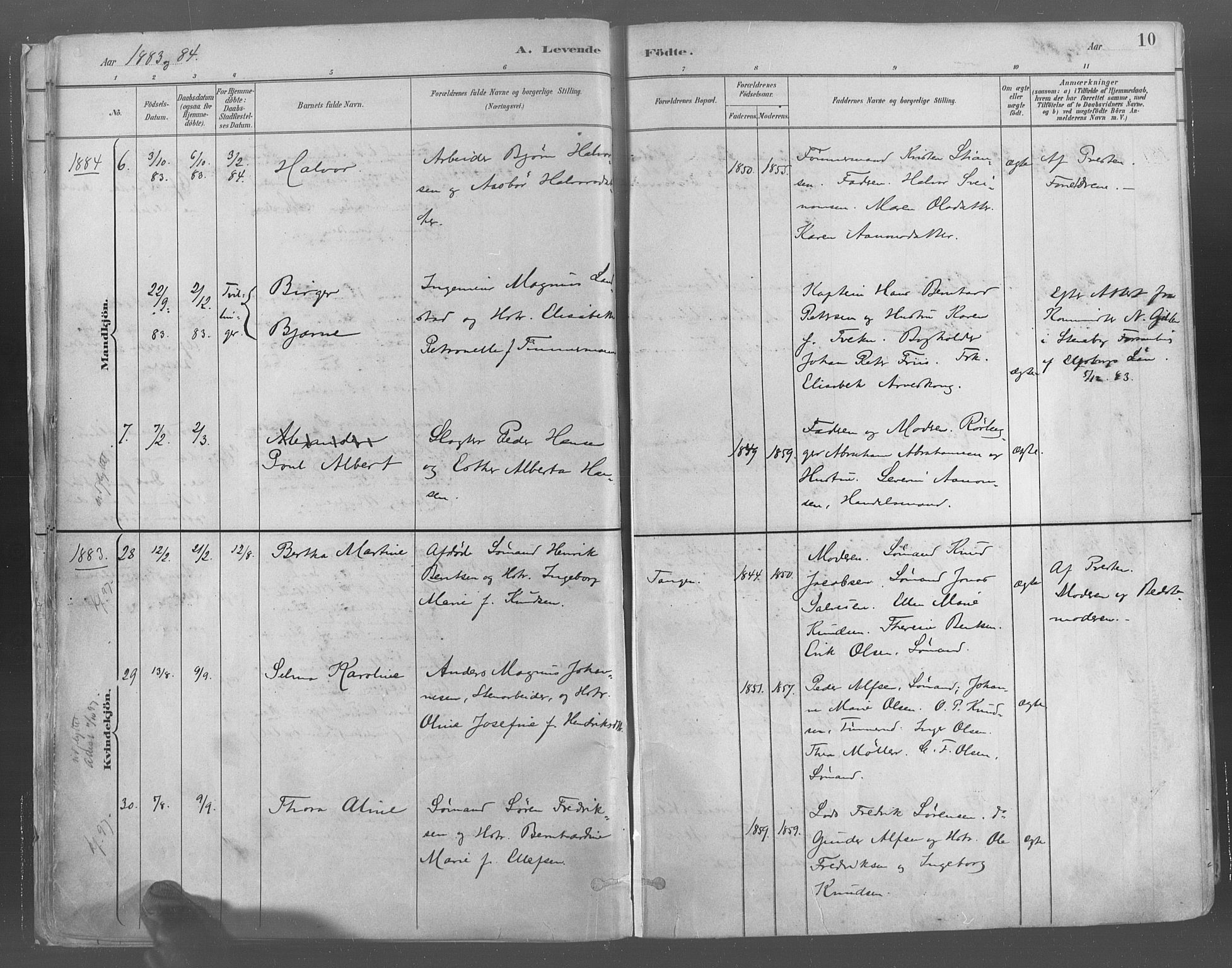 Risør sokneprestkontor, SAK/1111-0035/F/Fa/L0005: Parish register (official) no. A 5, 1883-1895, p. 10