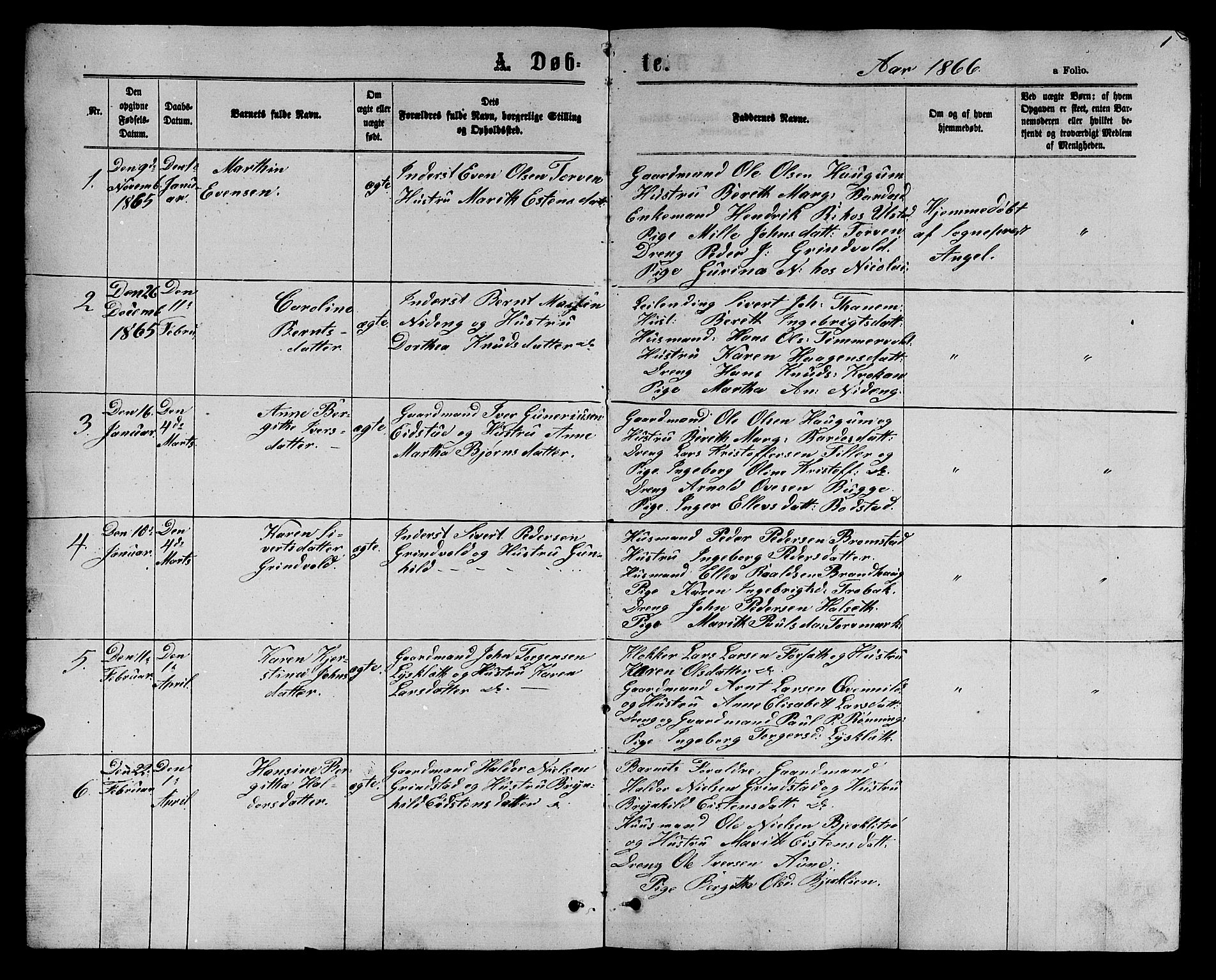 Ministerialprotokoller, klokkerbøker og fødselsregistre - Sør-Trøndelag, SAT/A-1456/618/L0451: Parish register (copy) no. 618C02, 1865-1883, p. 1