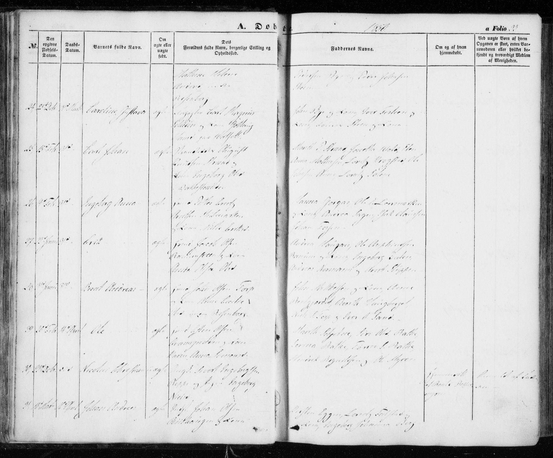 Ministerialprotokoller, klokkerbøker og fødselsregistre - Sør-Trøndelag, AV/SAT-A-1456/606/L0291: Parish register (official) no. 606A06, 1848-1856, p. 33