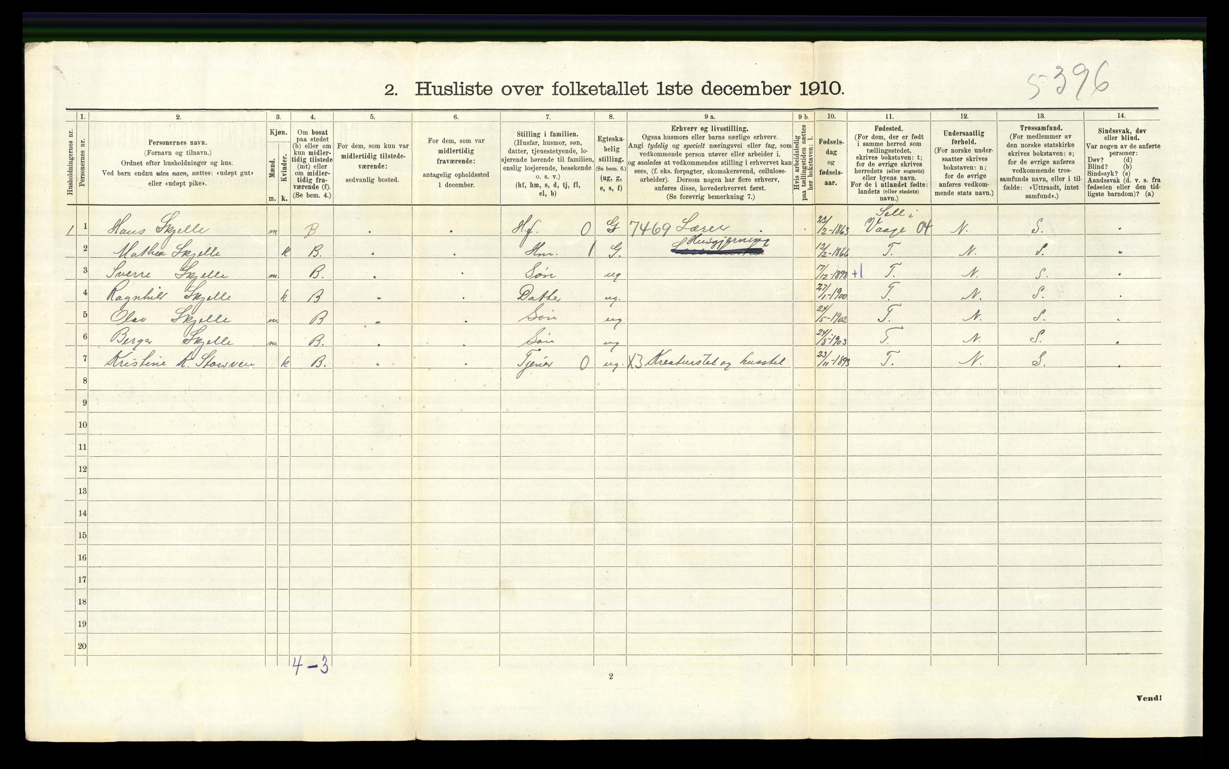 RA, 1910 census for Vestre Gausdal, 1910, p. 528