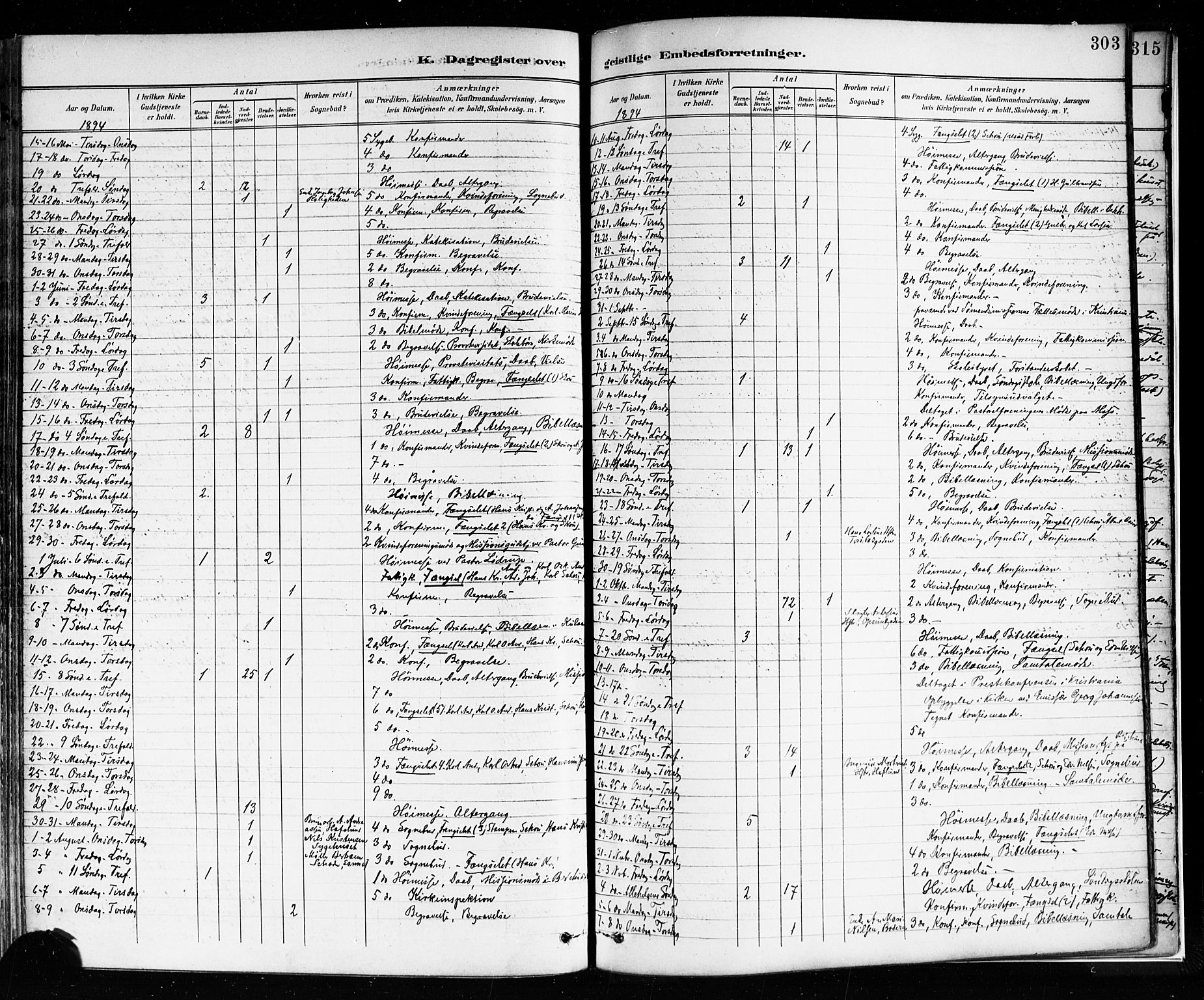 Sarpsborg prestekontor Kirkebøker, AV/SAO-A-2006/F/Fa/L0004: Parish register (official) no. 4, 1892-1899, p. 303