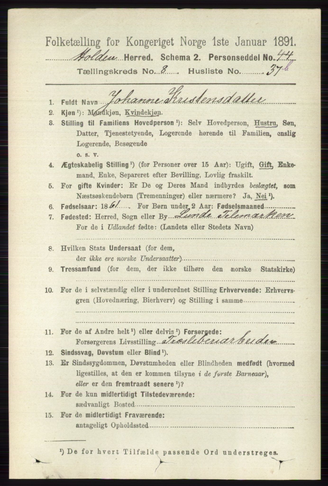 RA, 1891 census for 0819 Holla, 1891, p. 3958