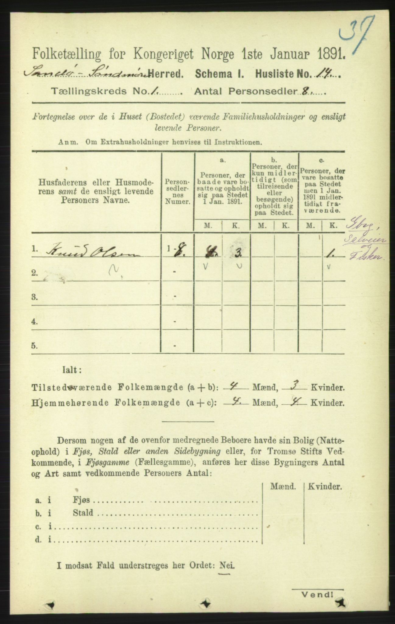 RA, 1891 census for 1514 Sande, 1891, p. 50