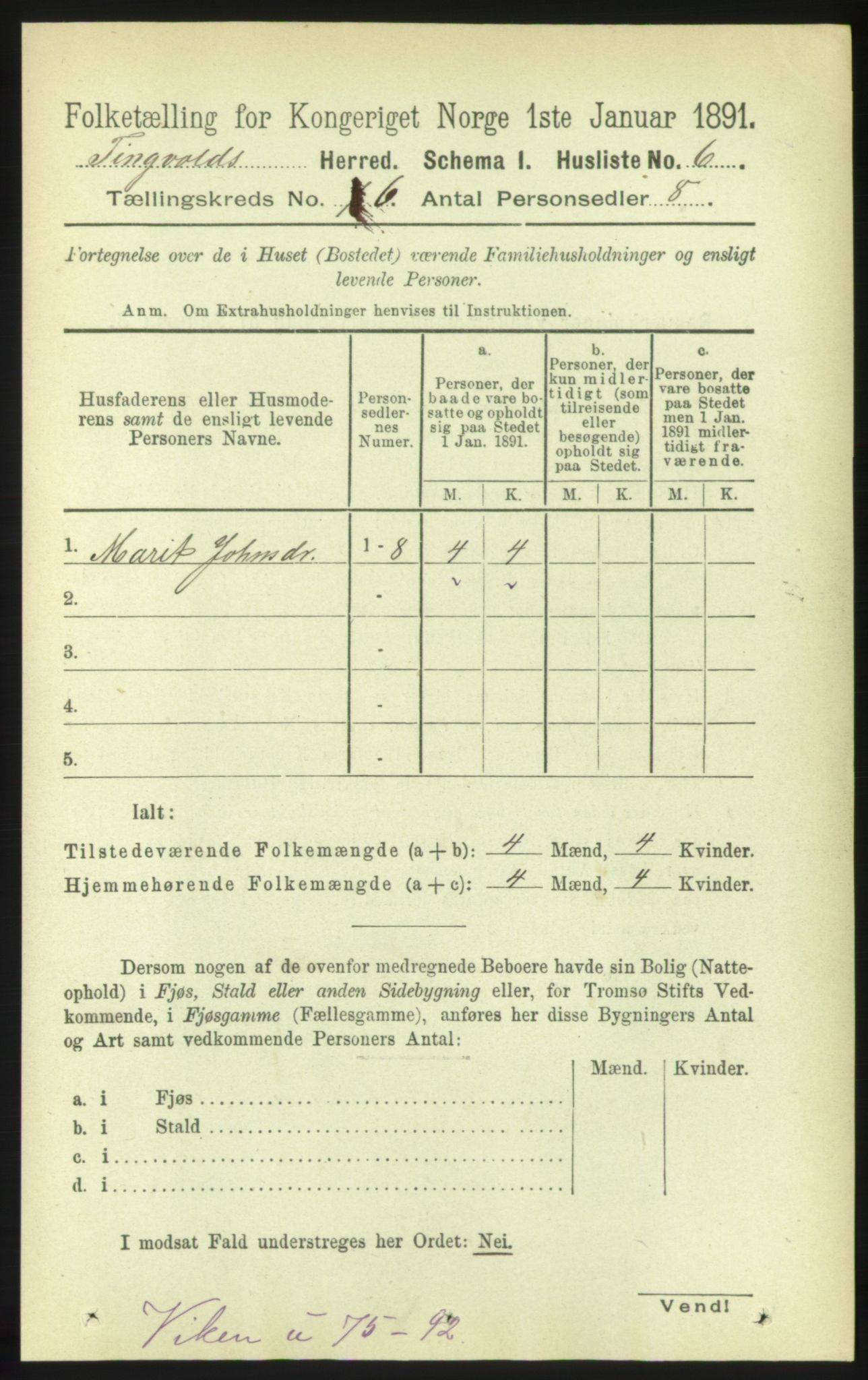 RA, 1891 census for 1560 Tingvoll, 1891, p. 2375