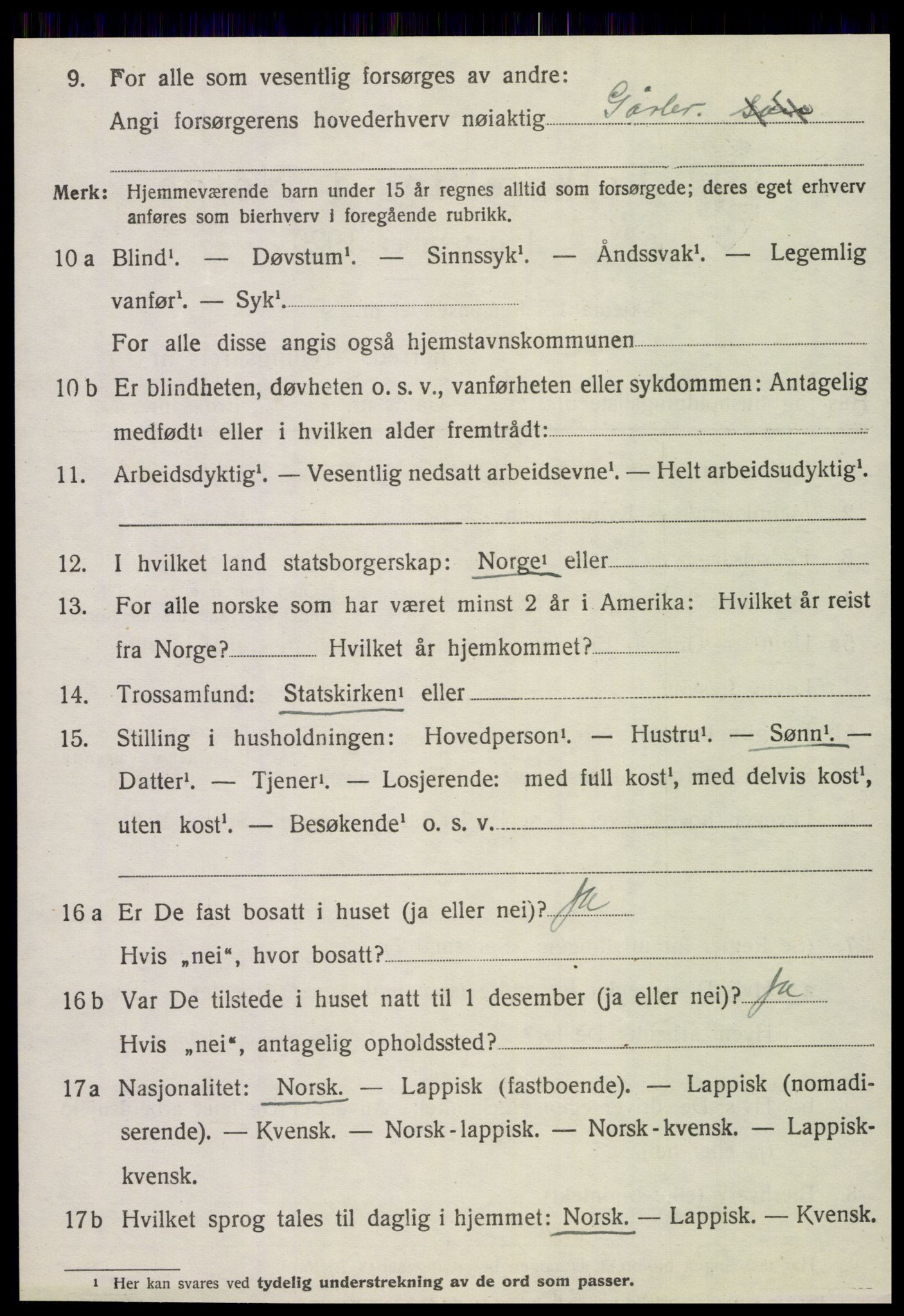 SAT, 1920 census for Fauske, 1920, p. 8679