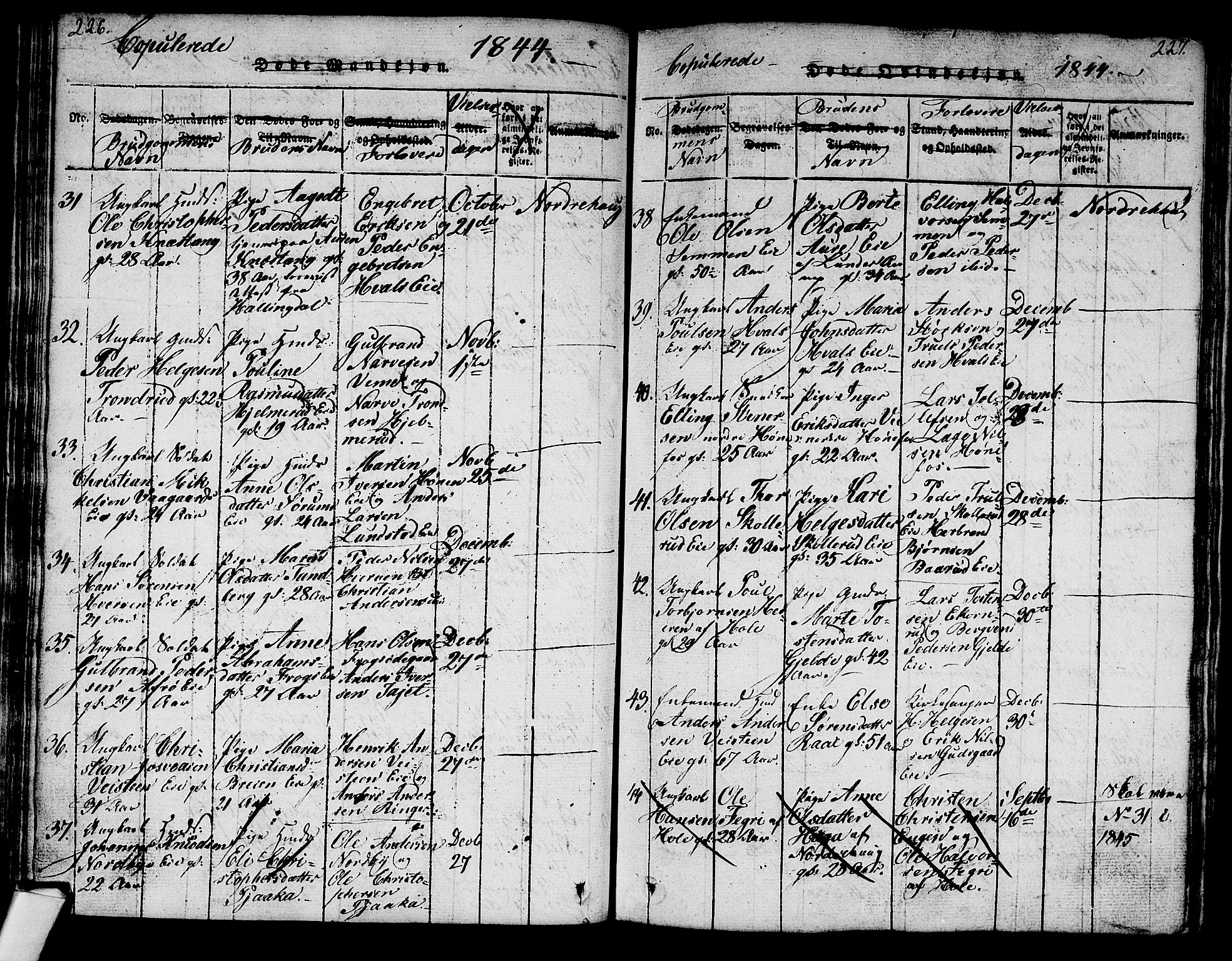 Norderhov kirkebøker, AV/SAKO-A-237/G/Ga/L0003: Parish register (copy) no. I 3 /1, 1814-1876, p. 226-227