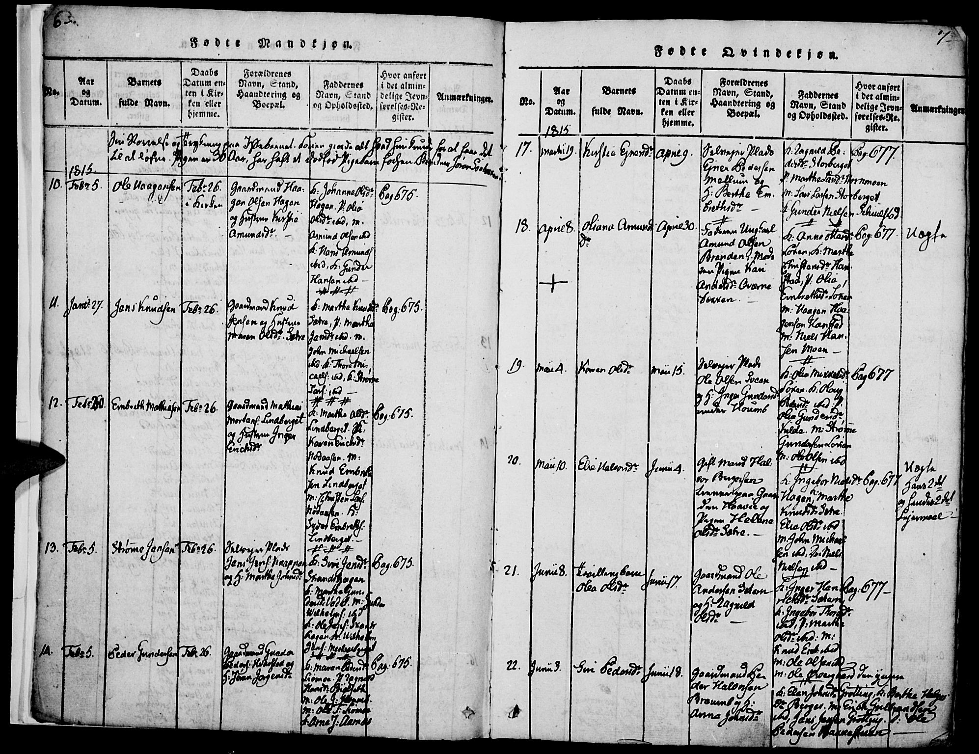 Elverum prestekontor, SAH/PREST-044/H/Ha/Haa/L0007: Parish register (official) no. 7, 1815-1830, p. 6-7
