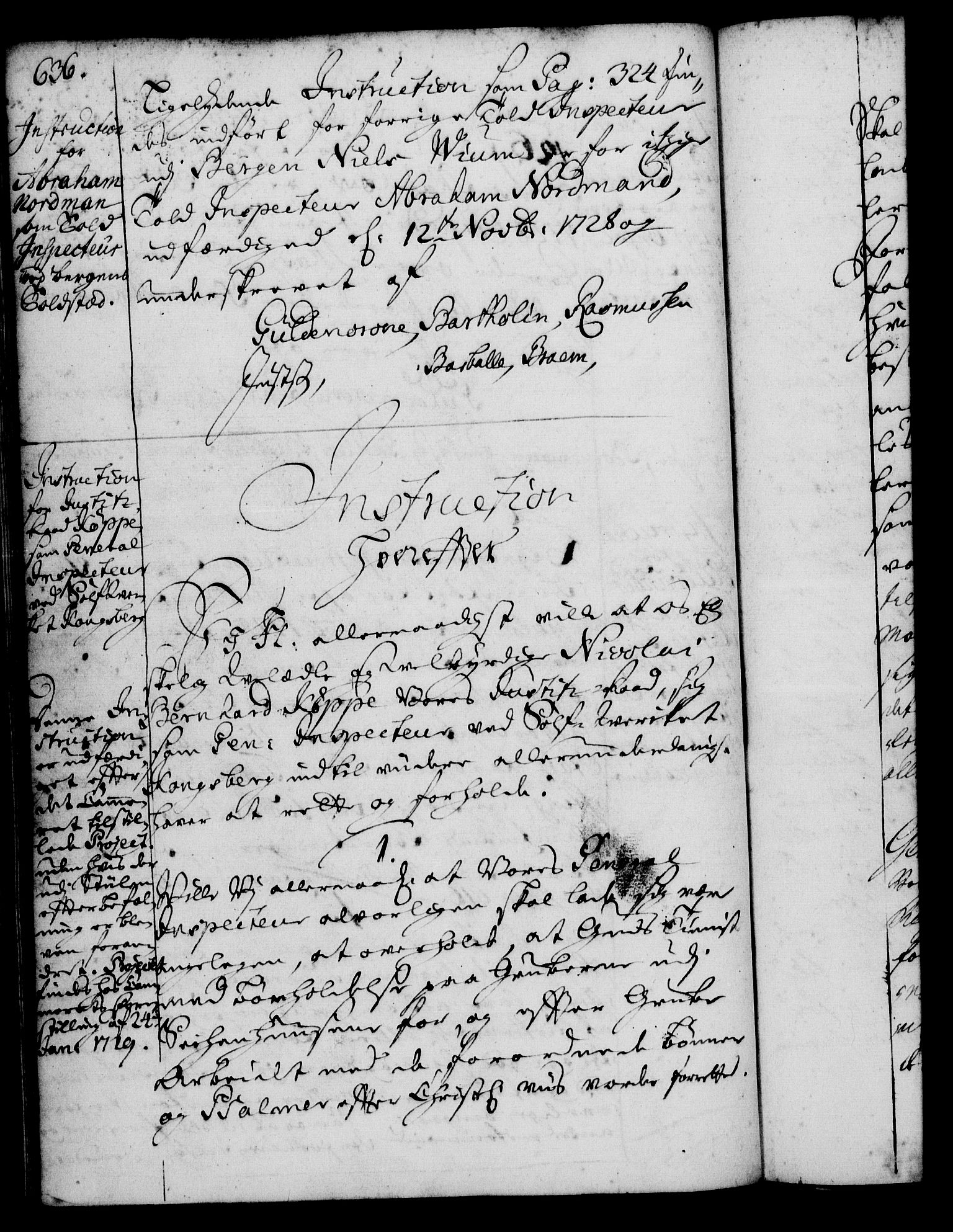 Rentekammeret, Kammerkanselliet, RA/EA-3111/G/Gg/Ggi/L0001: Norsk instruksjonsprotokoll med register (merket RK 53.34), 1720-1729, p. 636