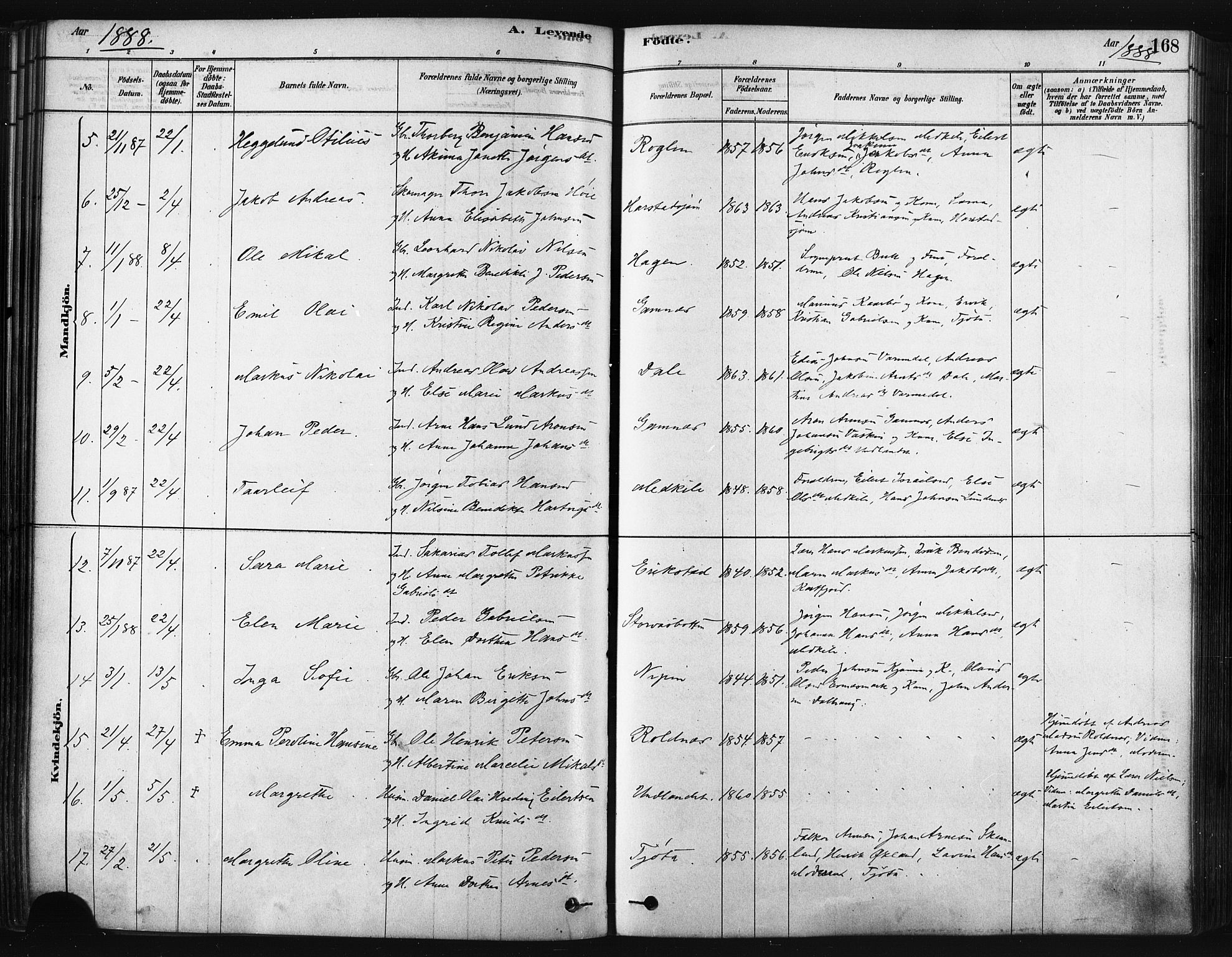 Trondenes sokneprestkontor, SATØ/S-1319/H/Ha/L0014kirke: Parish register (official) no. 14, 1878-1889, p. 168