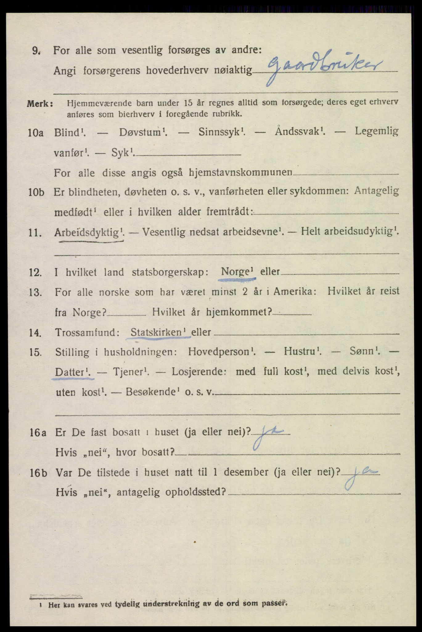 SAK, 1920 census for Sør-Audnedal, 1920, p. 6526