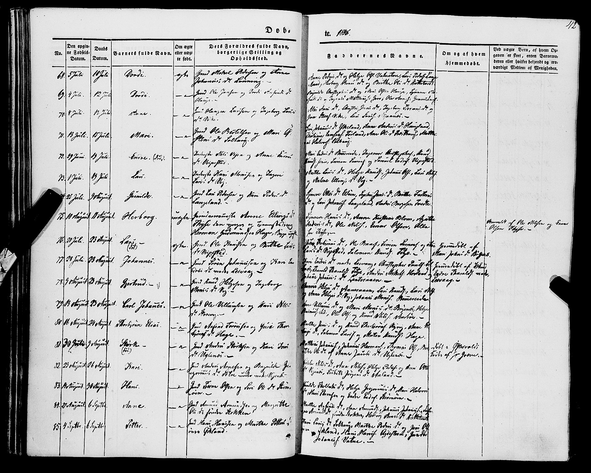 Stord sokneprestembete, SAB/A-78201/H/Haa: Parish register (official) no. A 7, 1841-1861, p. 42