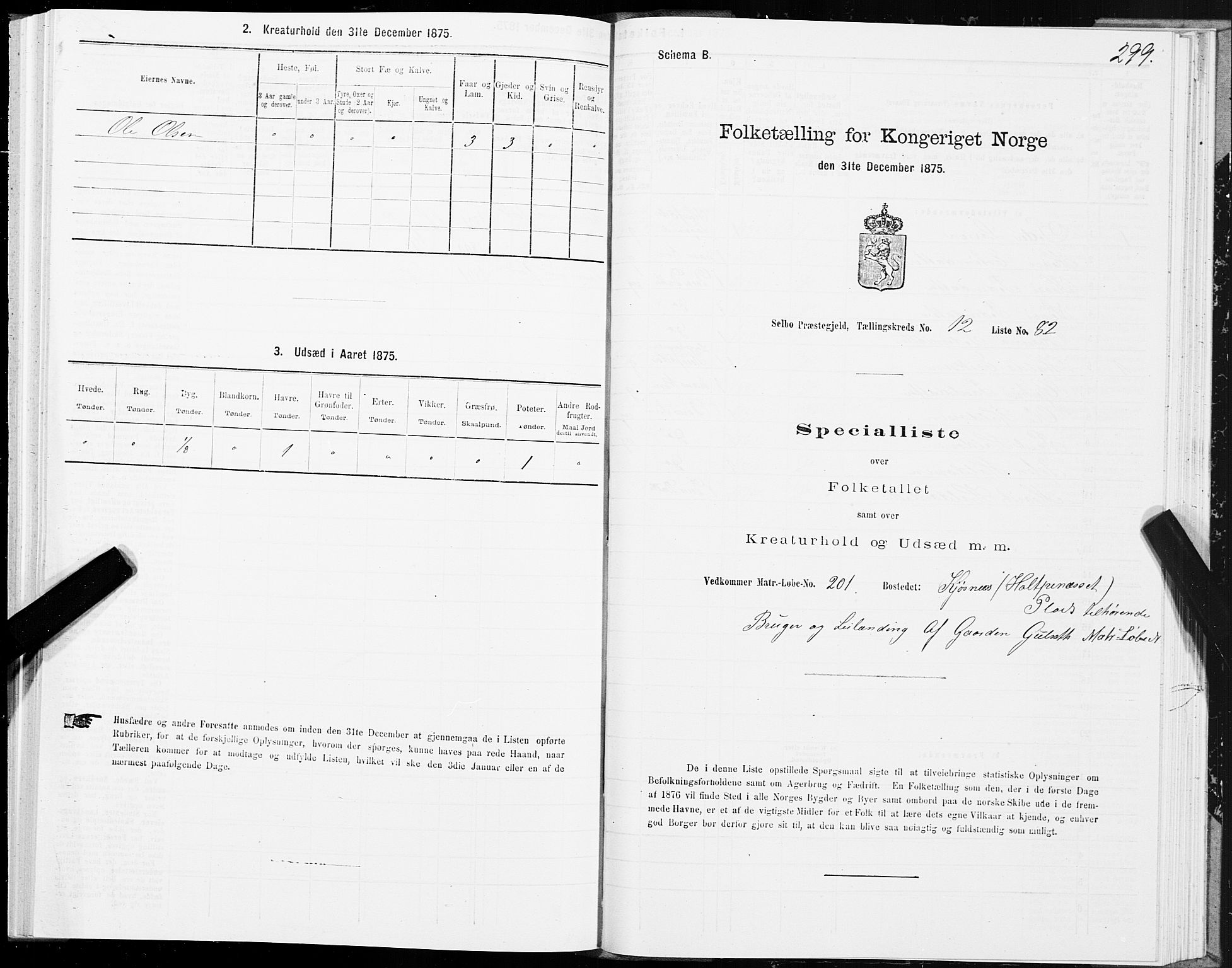 SAT, 1875 census for 1664P Selbu, 1875, p. 6299