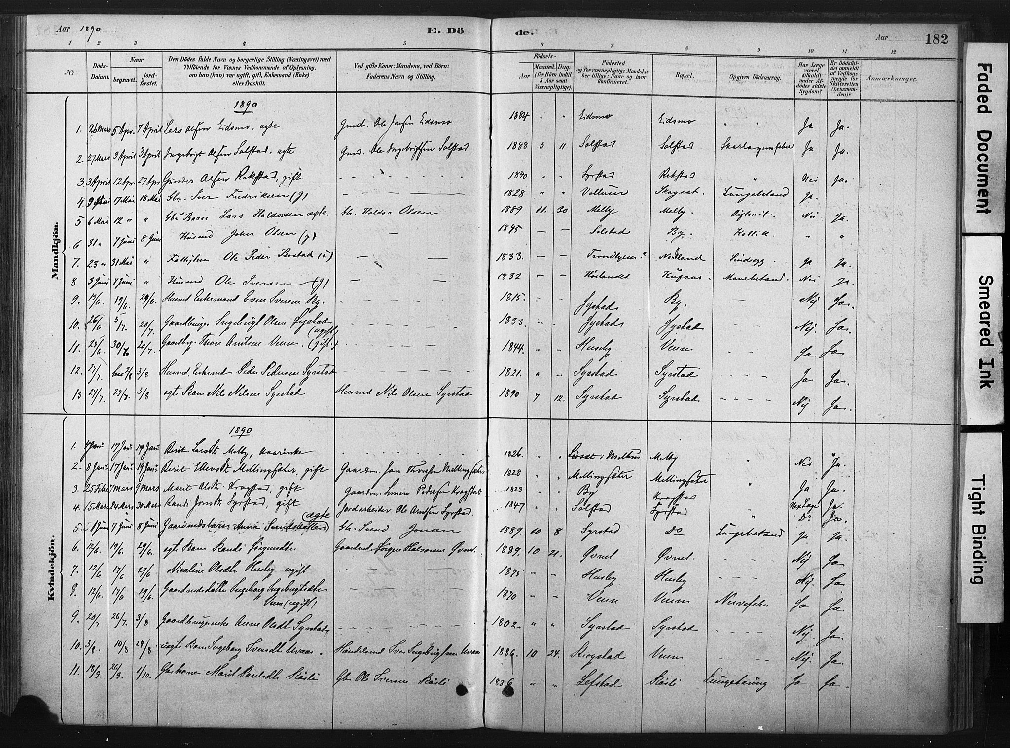 Ministerialprotokoller, klokkerbøker og fødselsregistre - Sør-Trøndelag, SAT/A-1456/667/L0795: Parish register (official) no. 667A03, 1879-1907, p. 182