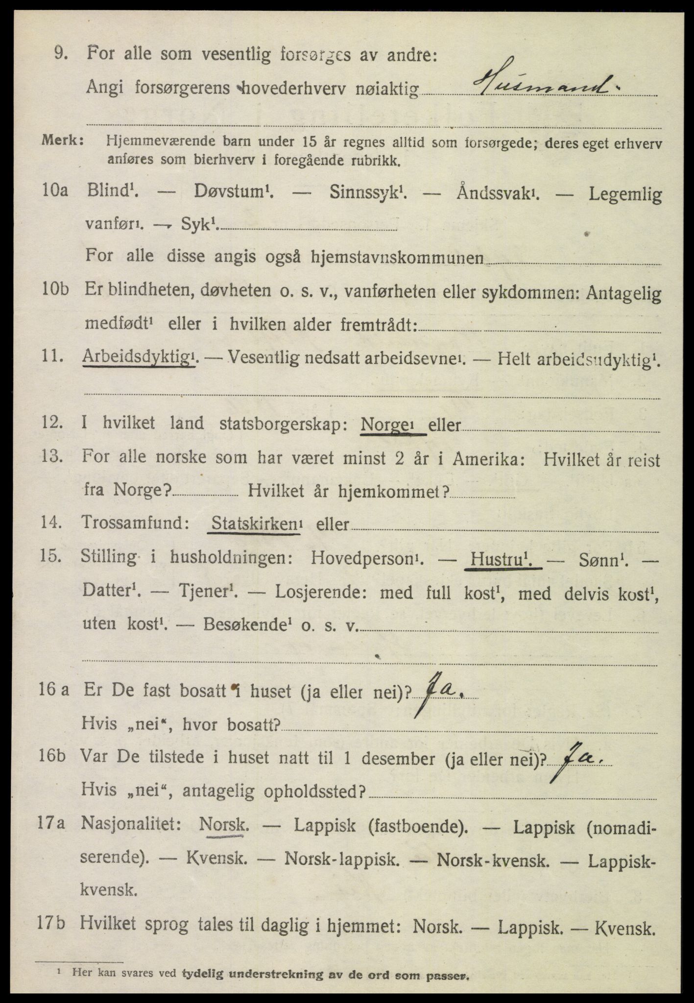 SAT, 1920 census for Tydal, 1920, p. 1508