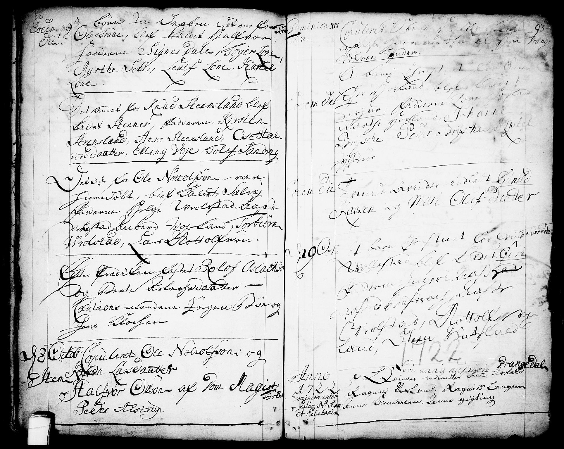 Drangedal kirkebøker, SAKO/A-258/F/Fa/L0001: Parish register (official) no. 1, 1697-1767, p. 93
