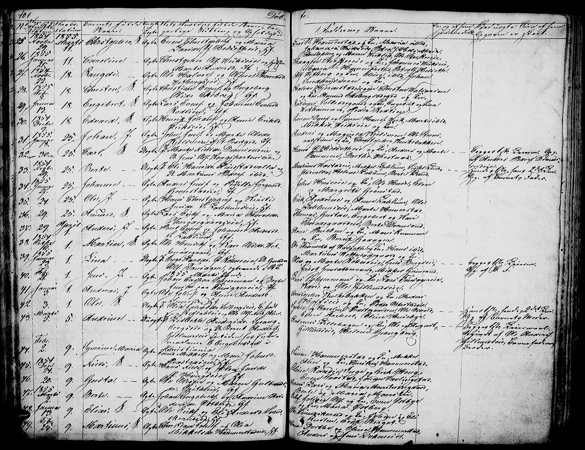 Stange prestekontor, AV/SAH-PREST-002/L/L0003: Parish register (copy) no. 3, 1840-1864, p. 101