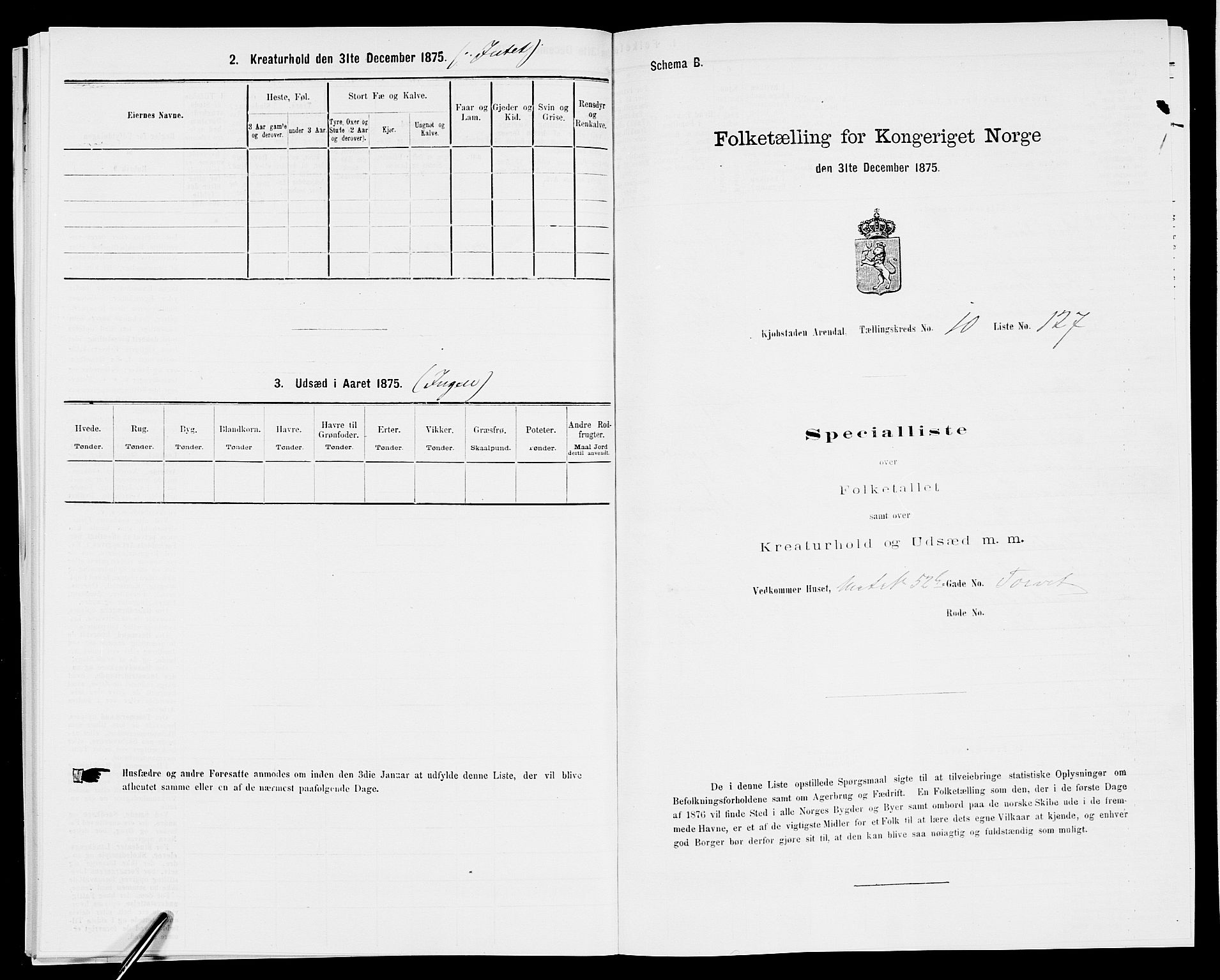 SAK, 1875 census for 0903P Arendal, 1875, p. 304