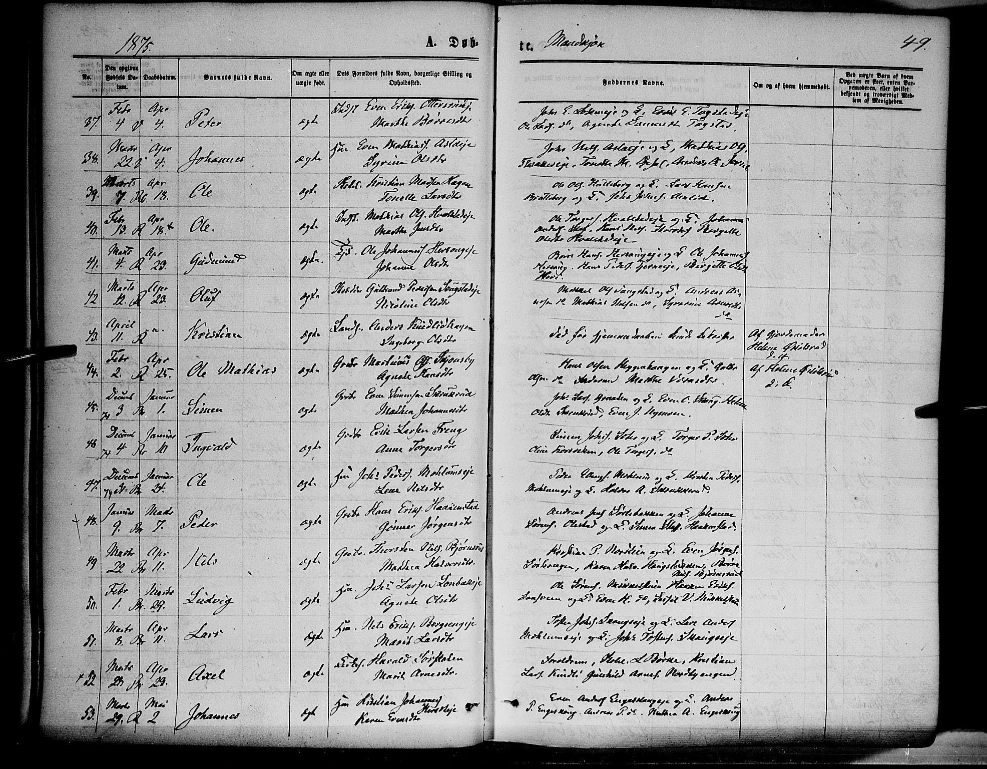 Ringsaker prestekontor, AV/SAH-PREST-014/K/Ka/L0011: Parish register (official) no. 11, 1870-1878, p. 49