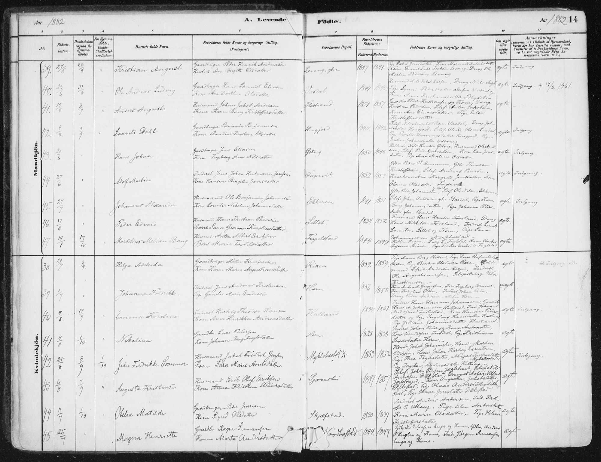 Ministerialprotokoller, klokkerbøker og fødselsregistre - Nordland, AV/SAT-A-1459/838/L0552: Parish register (official) no. 838A10, 1880-1910, p. 14