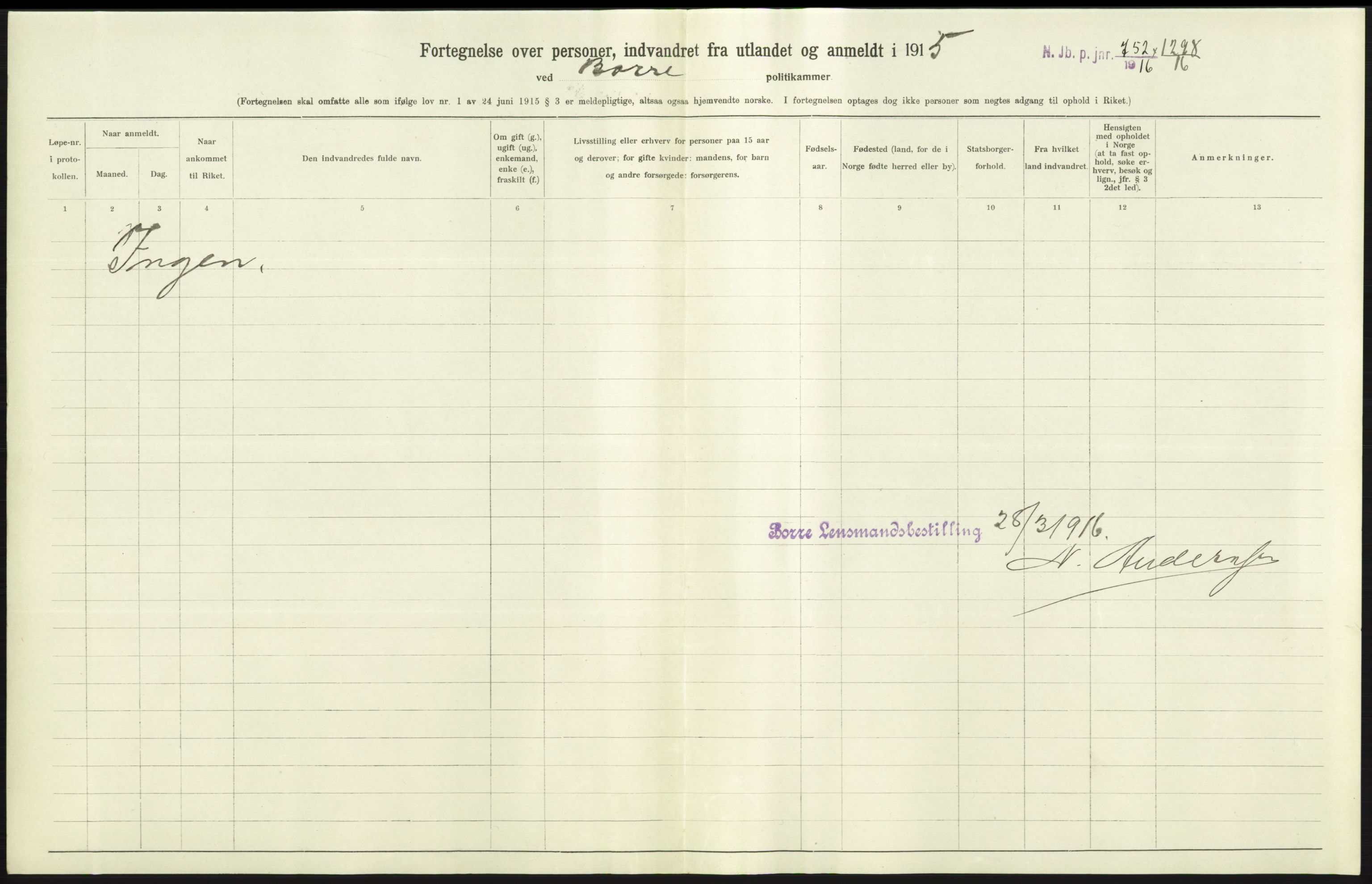 Nord-Jarlsberg politikammer, AV/SAKO-A-739/I/Ia/Iab/L0001: Emigrantprotokoll, 1912-1918, p. 215