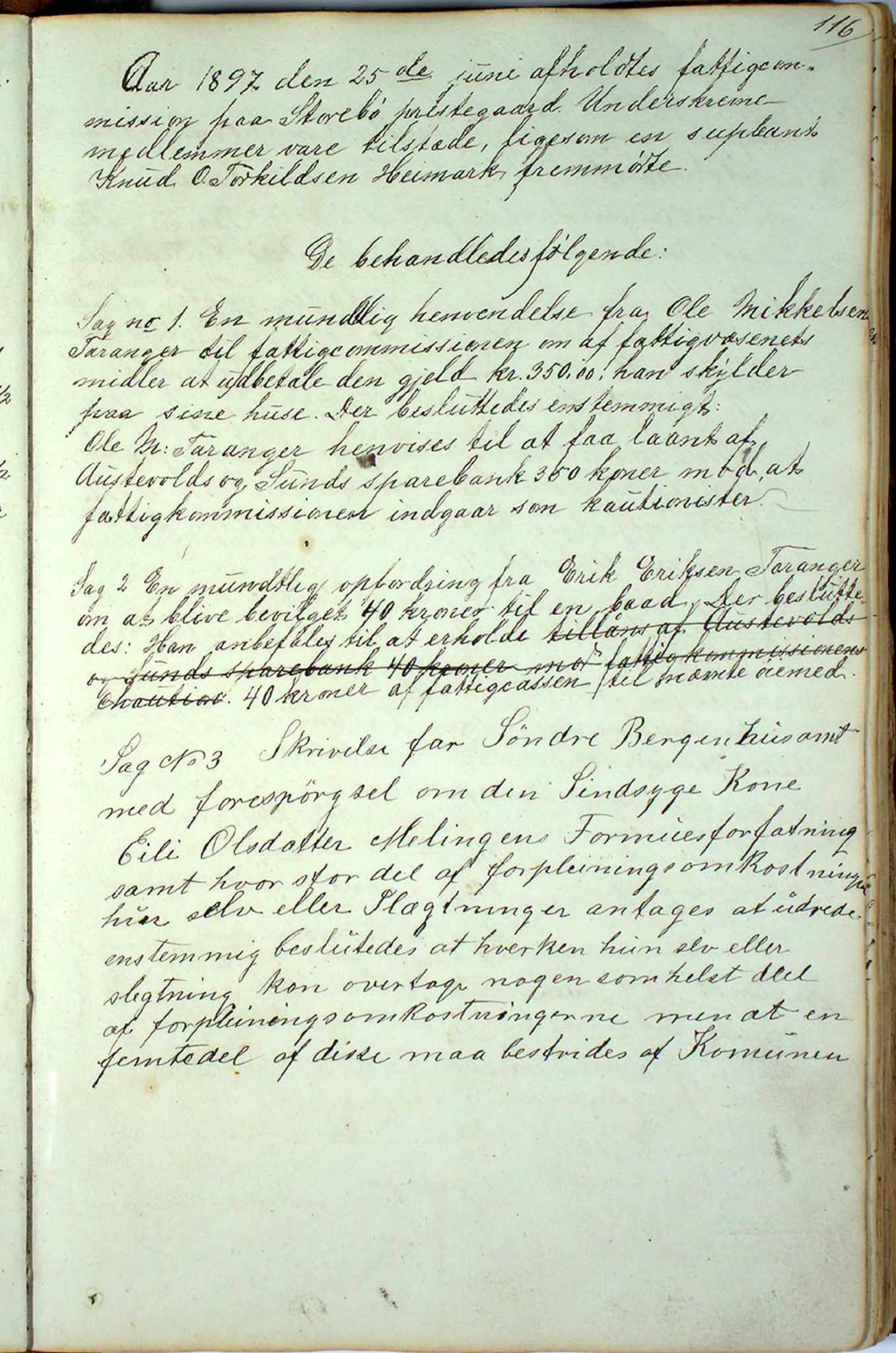 Austevoll kommune. Fattigstyret, IKAH/1244-311/A/Aa/L0001a: Møtebok for Austevoll sokn fattigkommisjon , 1846-1922, p. 116a