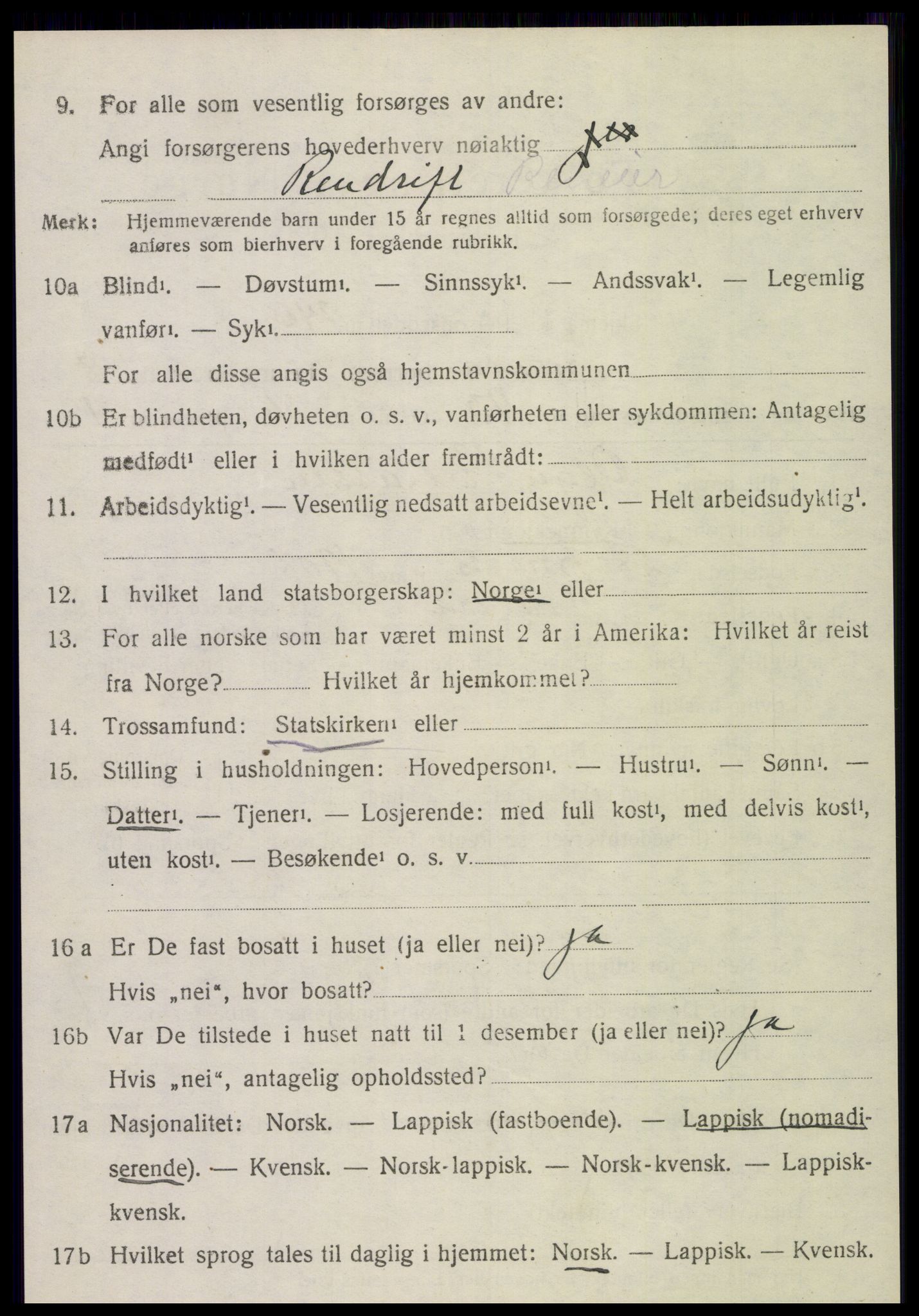 SAT, 1920 census for Snåsa, 1920, p. 3665