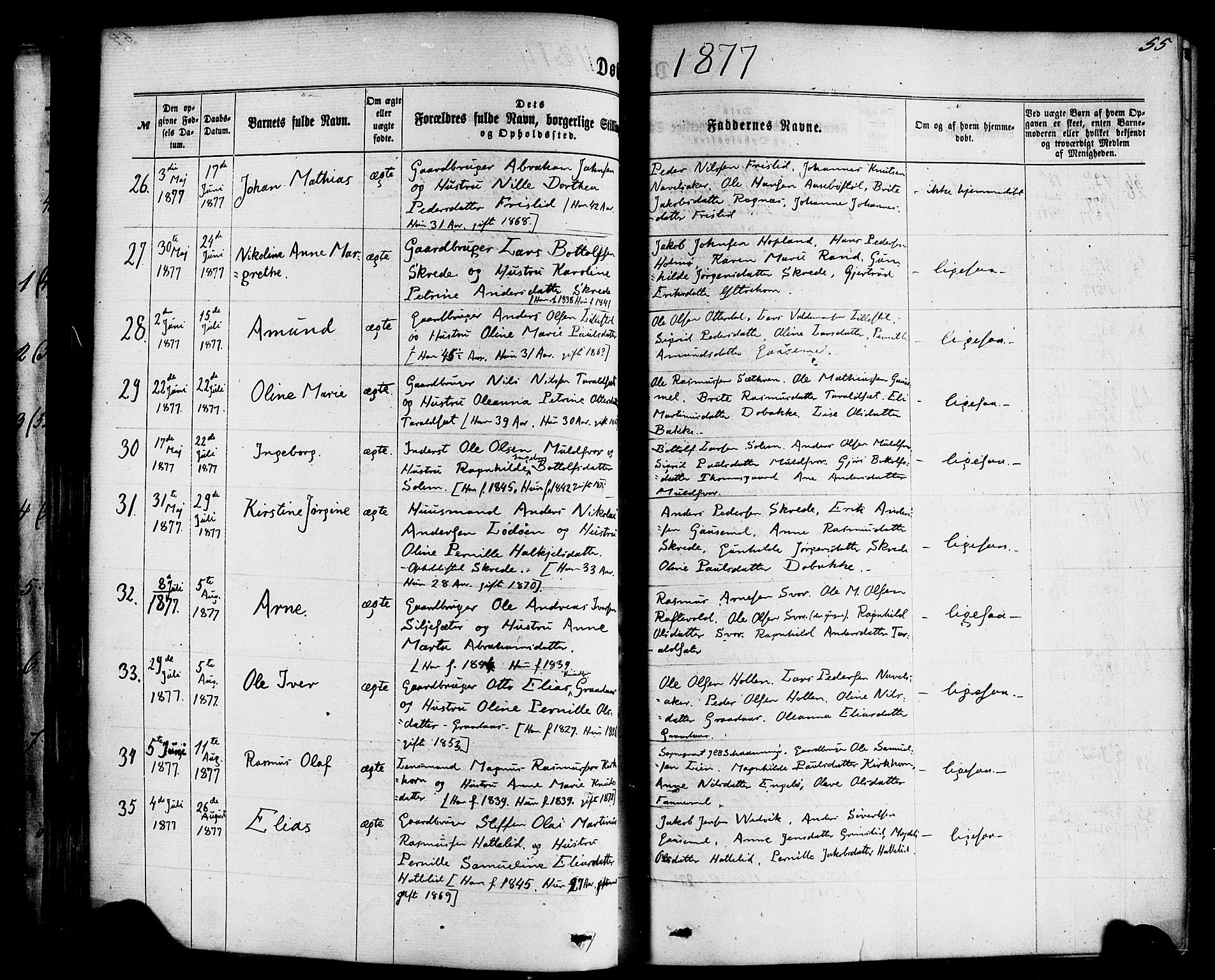 Hornindal sokneprestembete, AV/SAB-A-82401/H/Haa/Haaa/L0002: Parish register (official) no. A 2, 1867-1884, p. 55