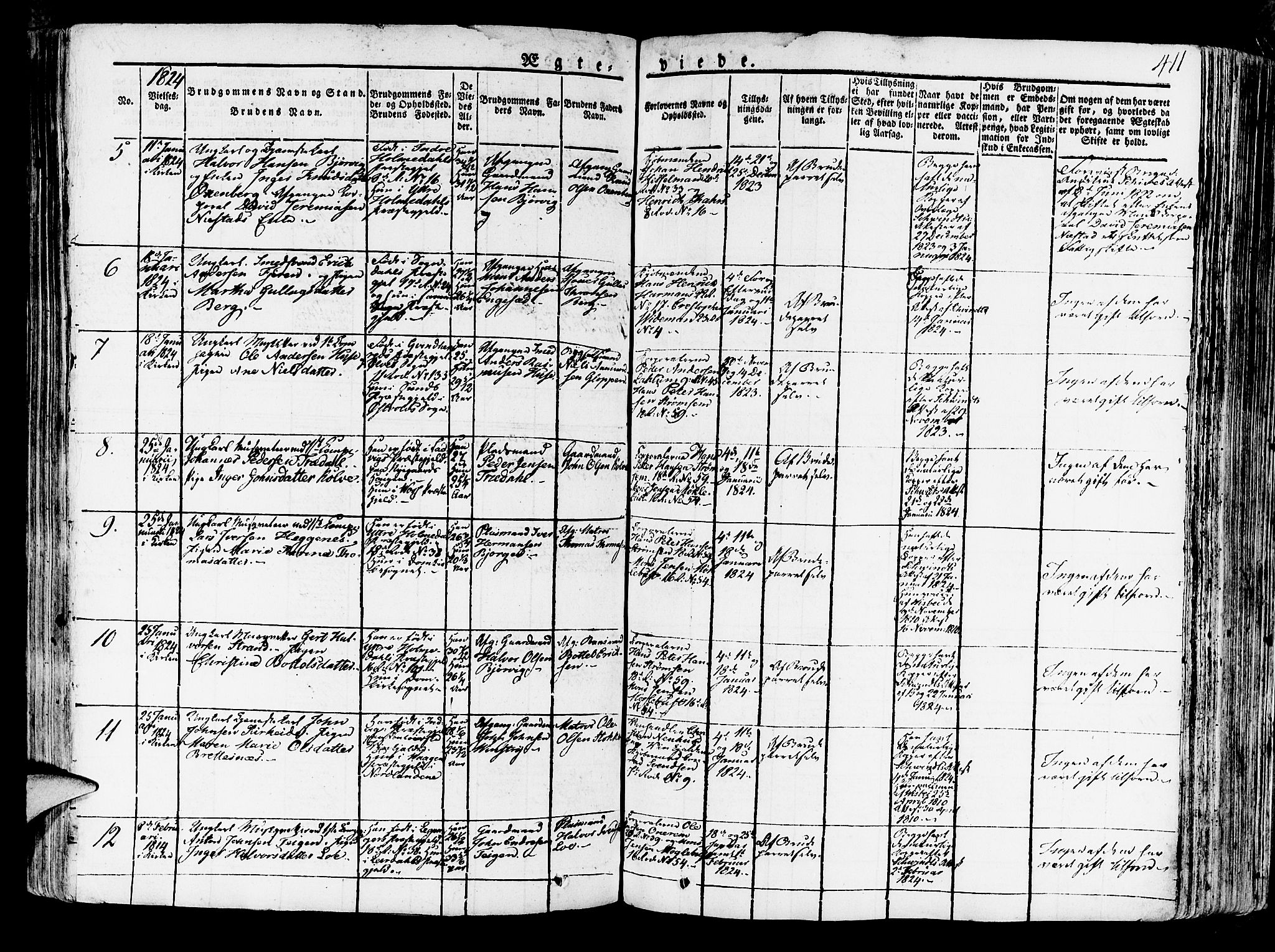 Korskirken sokneprestembete, AV/SAB-A-76101/H/Haa/L0014: Parish register (official) no. A 14, 1823-1835, p. 411