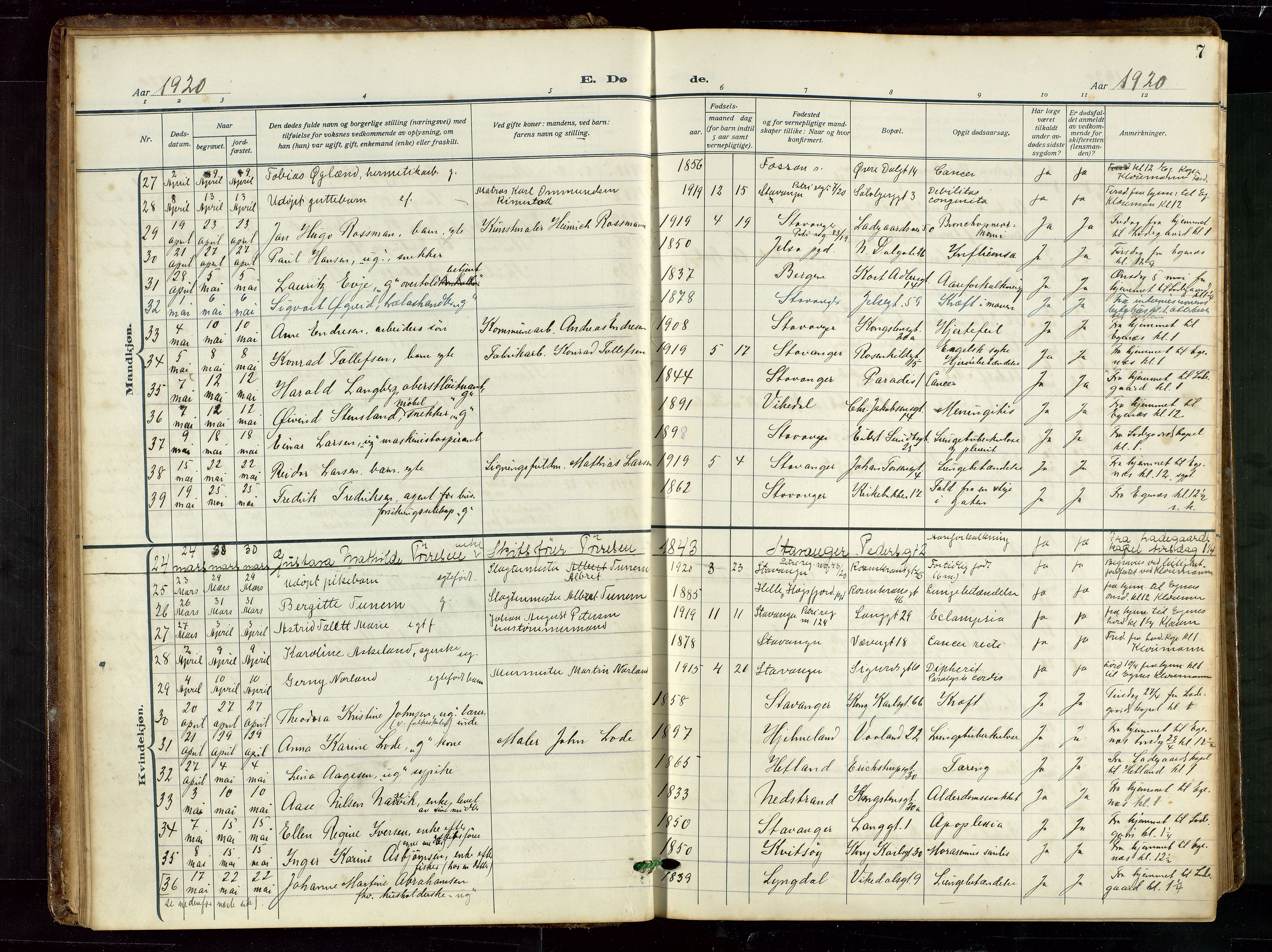 St. Petri sokneprestkontor, AV/SAST-A-101813/002/D/L0003: Parish register (official) no. A 28, 1919-1938, p. 7