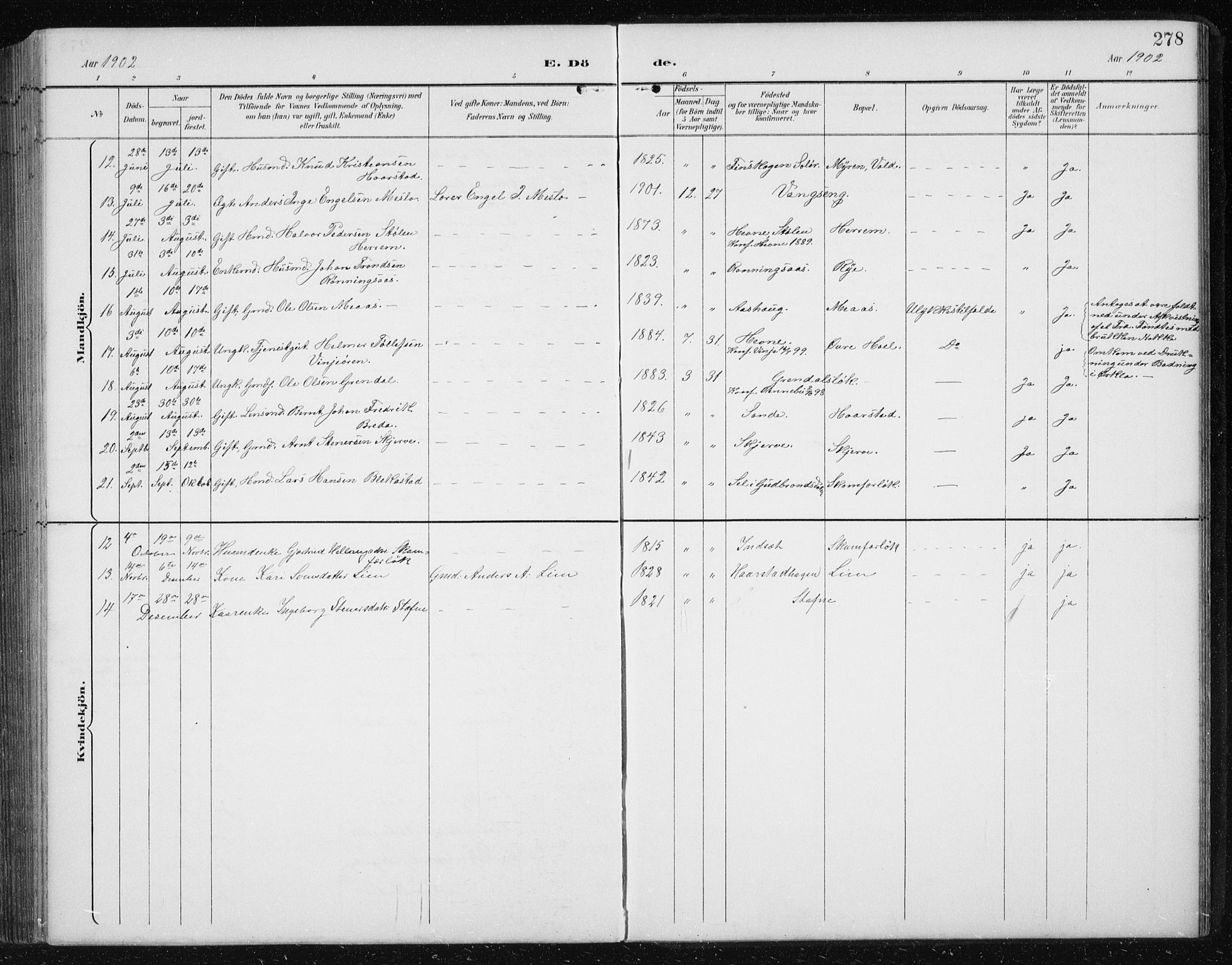 Ministerialprotokoller, klokkerbøker og fødselsregistre - Sør-Trøndelag, SAT/A-1456/674/L0876: Parish register (copy) no. 674C03, 1892-1912, p. 278
