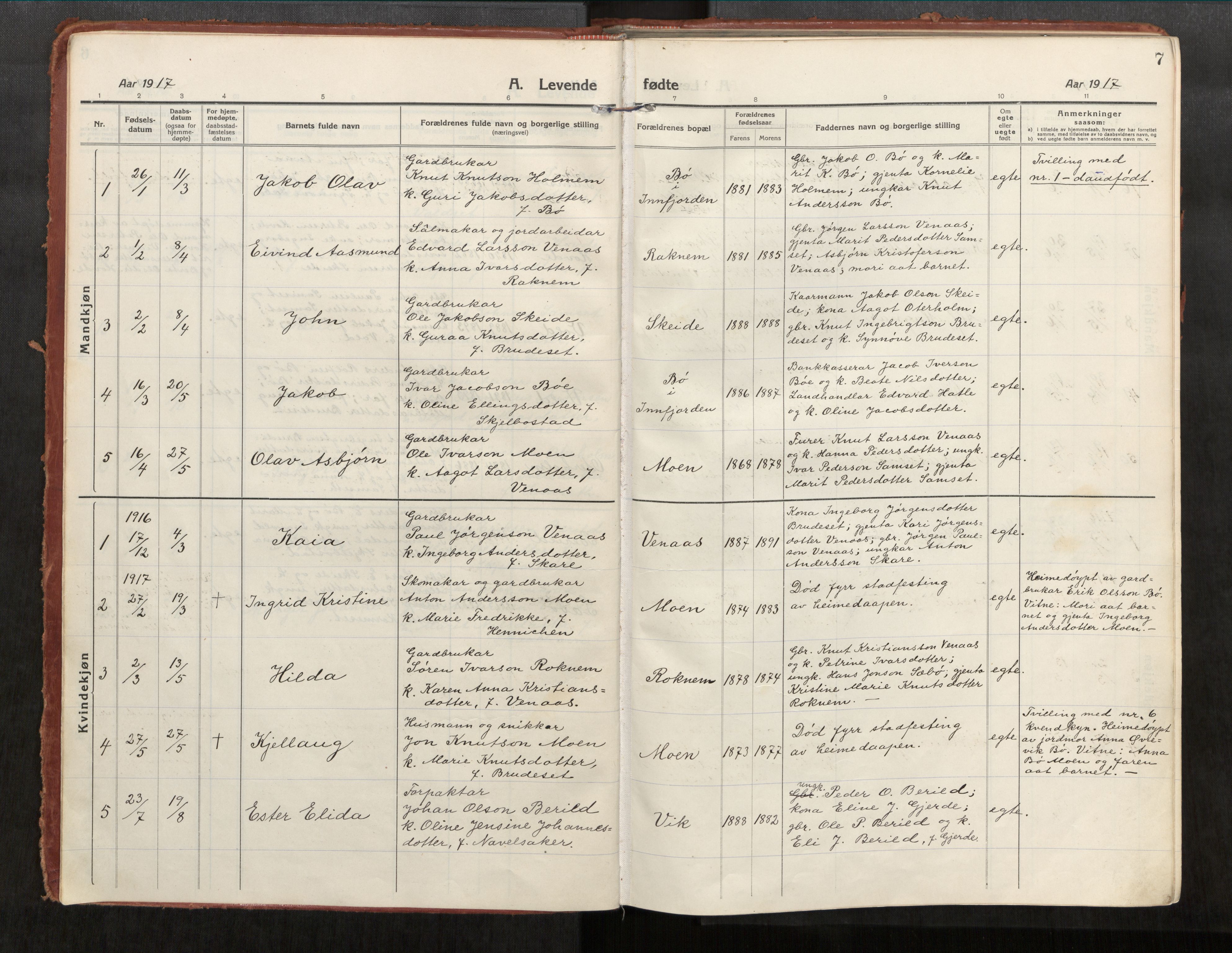 Eid sokneprestkontor, AV/SAT-A-1254: Parish register (official) no. 543A04, 1916-1956, p. 7