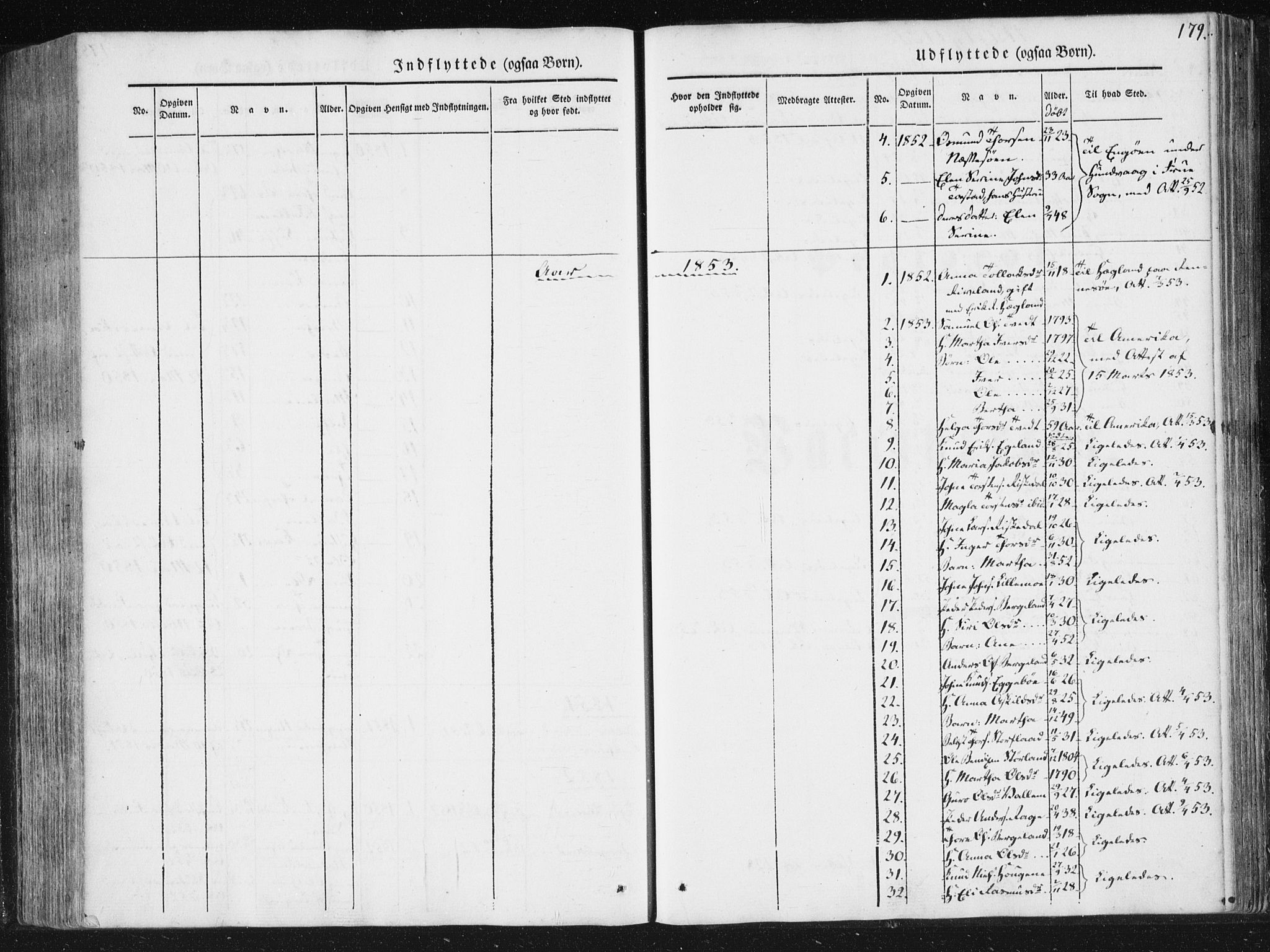 Hjelmeland sokneprestkontor, AV/SAST-A-101843/01/IV/L0008: Parish register (official) no. A 8, 1842-1861, p. 179