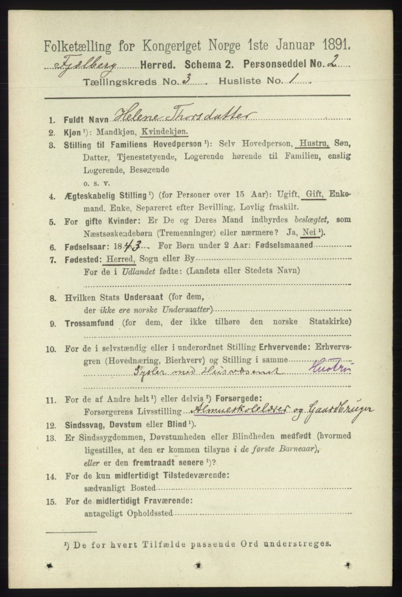 RA, 1891 census for 1213 Fjelberg, 1891, p. 787