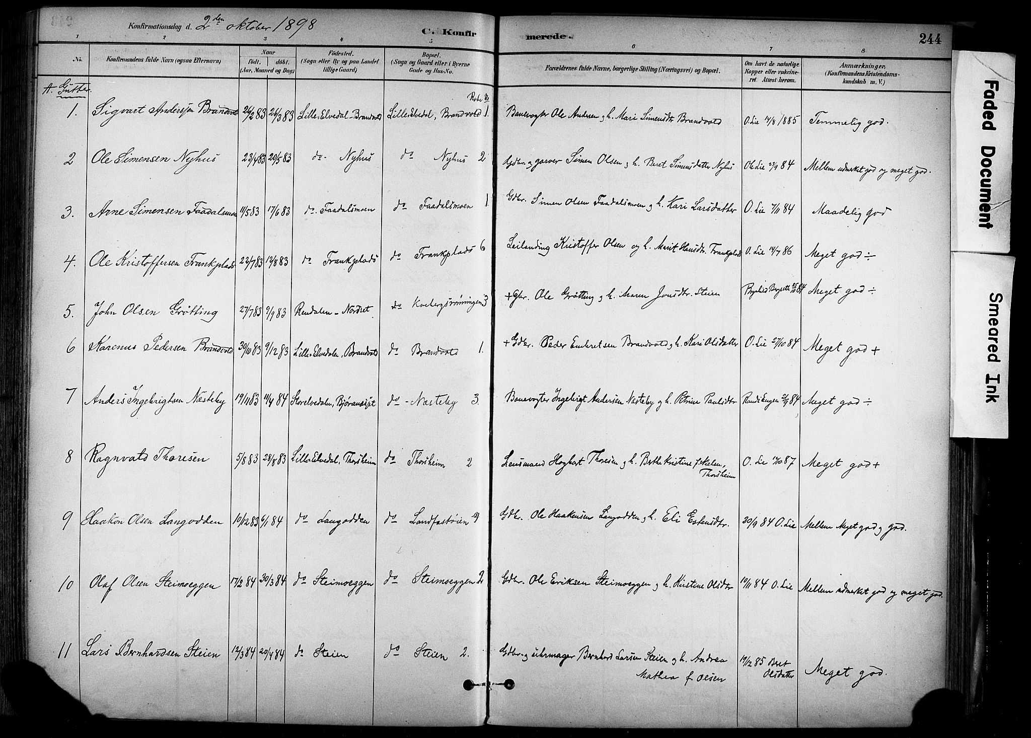 Alvdal prestekontor, AV/SAH-PREST-060/H/Ha/Haa/L0002: Parish register (official) no. 2, 1883-1906, p. 244