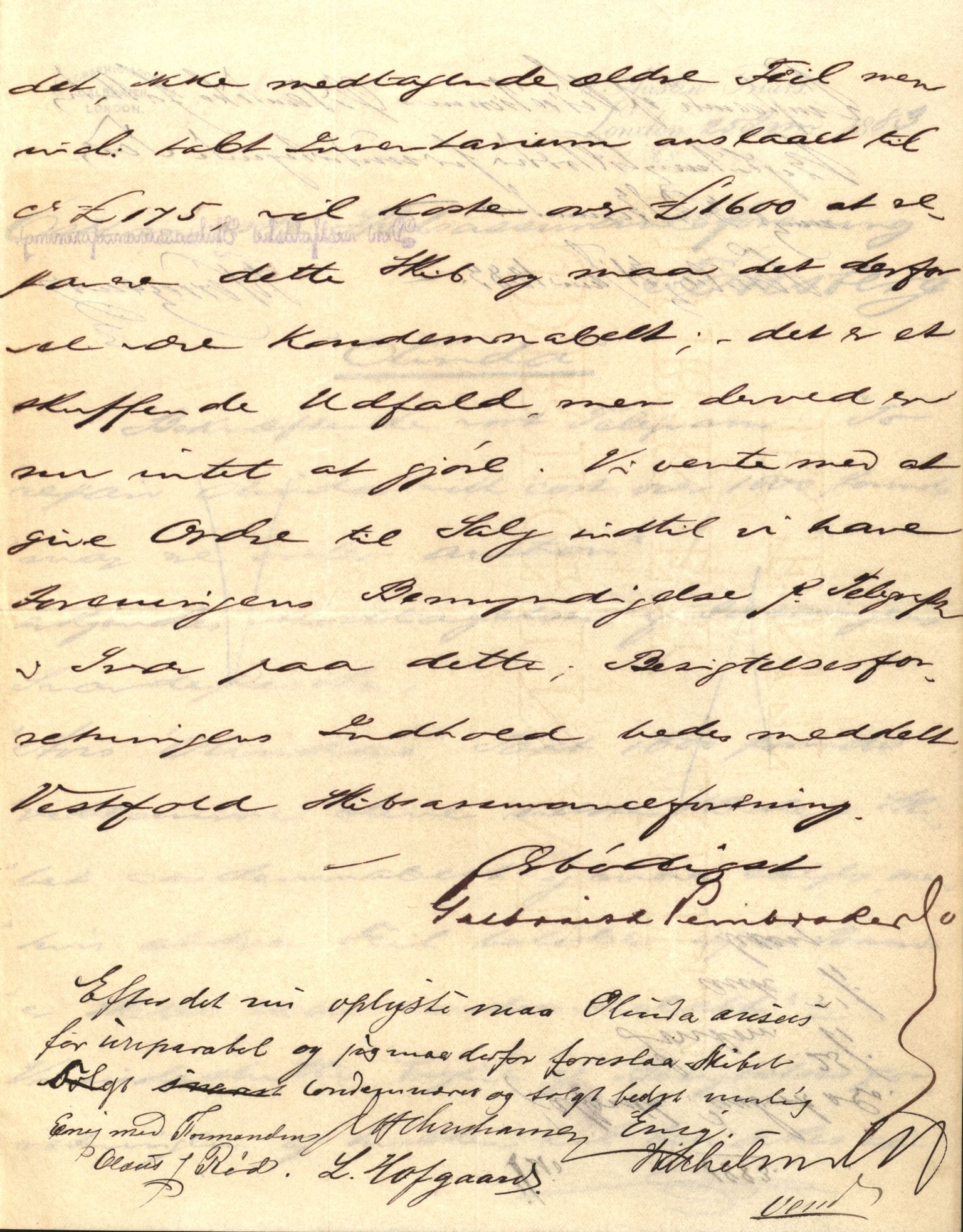 Pa 63 - Østlandske skibsassuranceforening, VEMU/A-1079/G/Ga/L0014/0009: Havaridokumenter / Peter, Olinda, Prinds Chr. August, Poseidon, 1882, p. 5