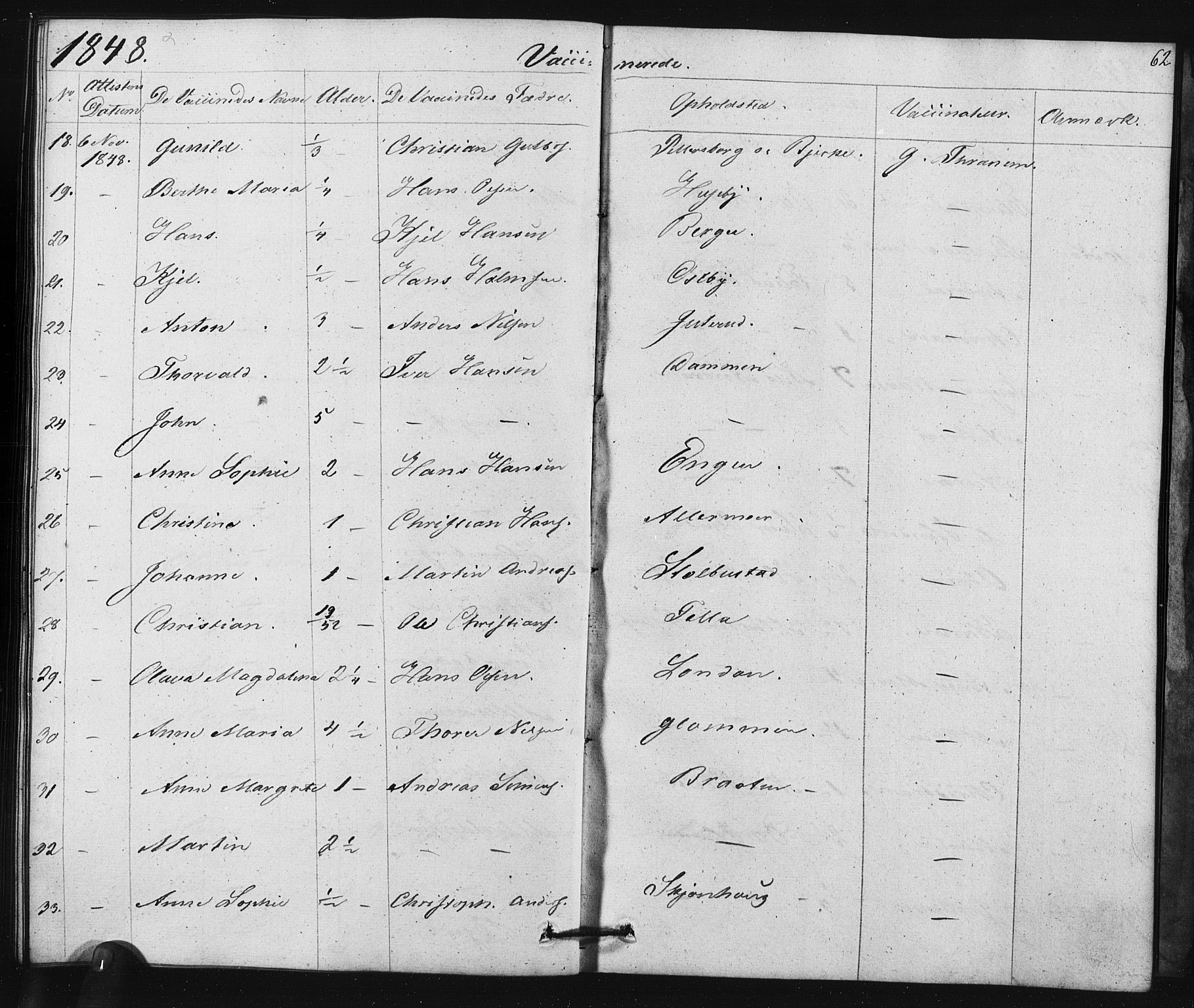 Enebakk prestekontor Kirkebøker, SAO/A-10171c/F/Fa/L0015: Parish register (official) no. I 15, 1830-1867, p. 62