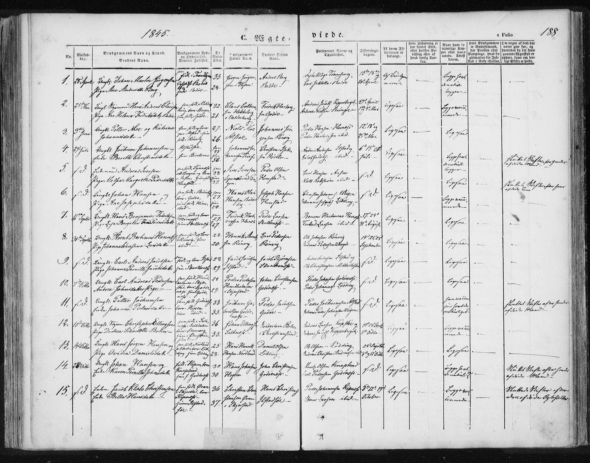 Ministerialprotokoller, klokkerbøker og fødselsregistre - Nordland, AV/SAT-A-1459/801/L0007: Parish register (official) no. 801A07, 1845-1863, p. 188