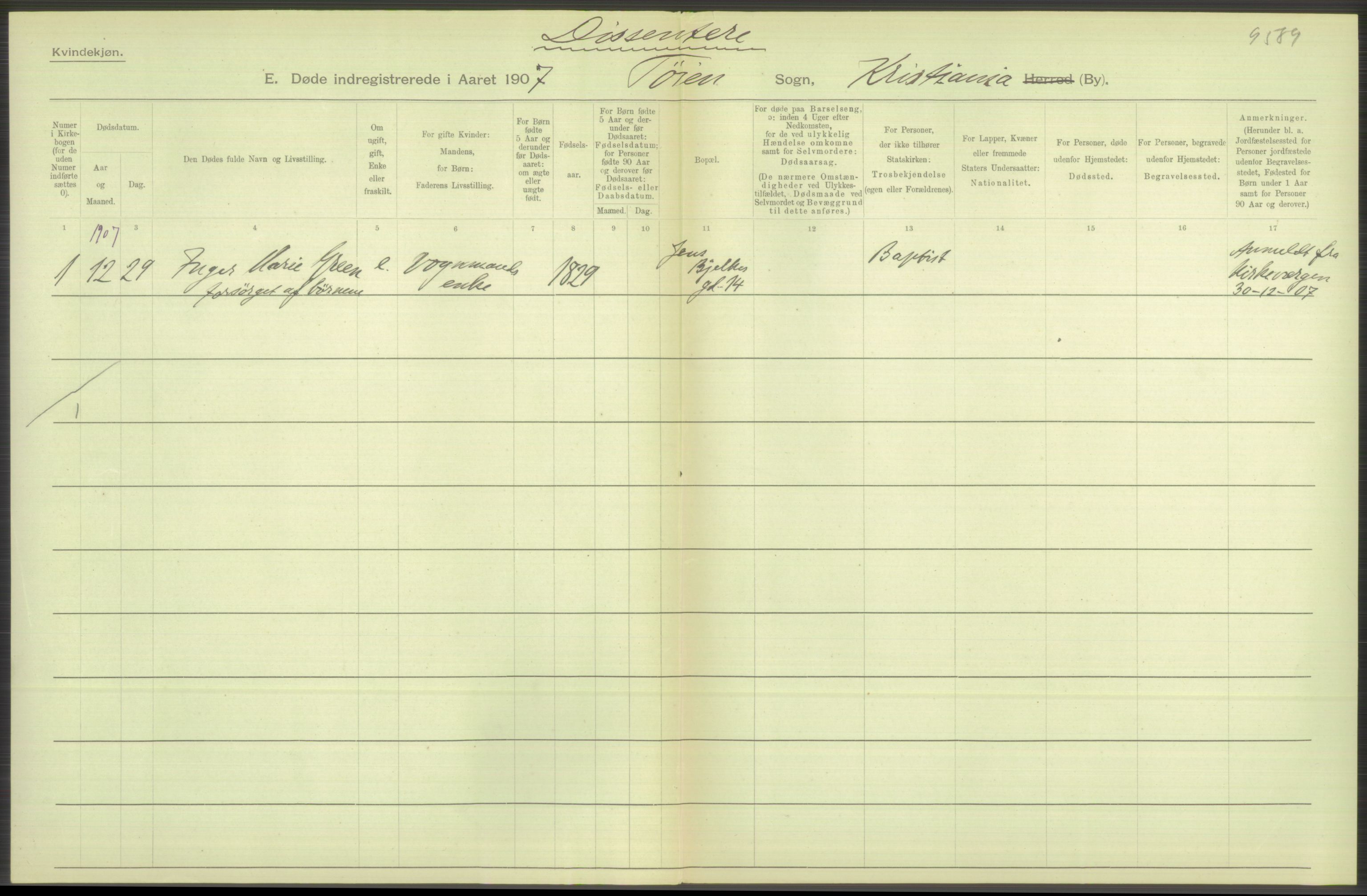 Statistisk sentralbyrå, Sosiodemografiske emner, Befolkning, AV/RA-S-2228/D/Df/Dfa/Dfae/L0009: Kristiania: Døde, 1907, p. 546