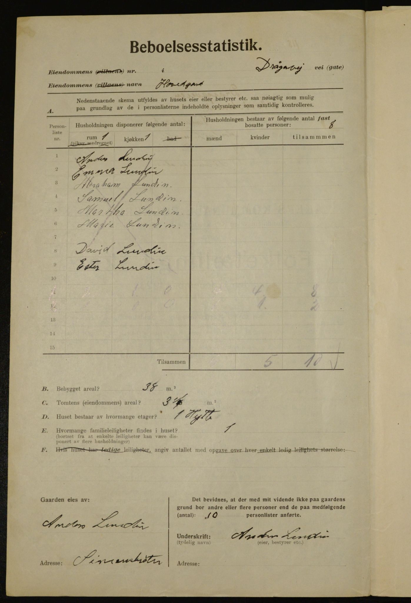 , Municipal Census 1923 for Aker, 1923, p. 37307