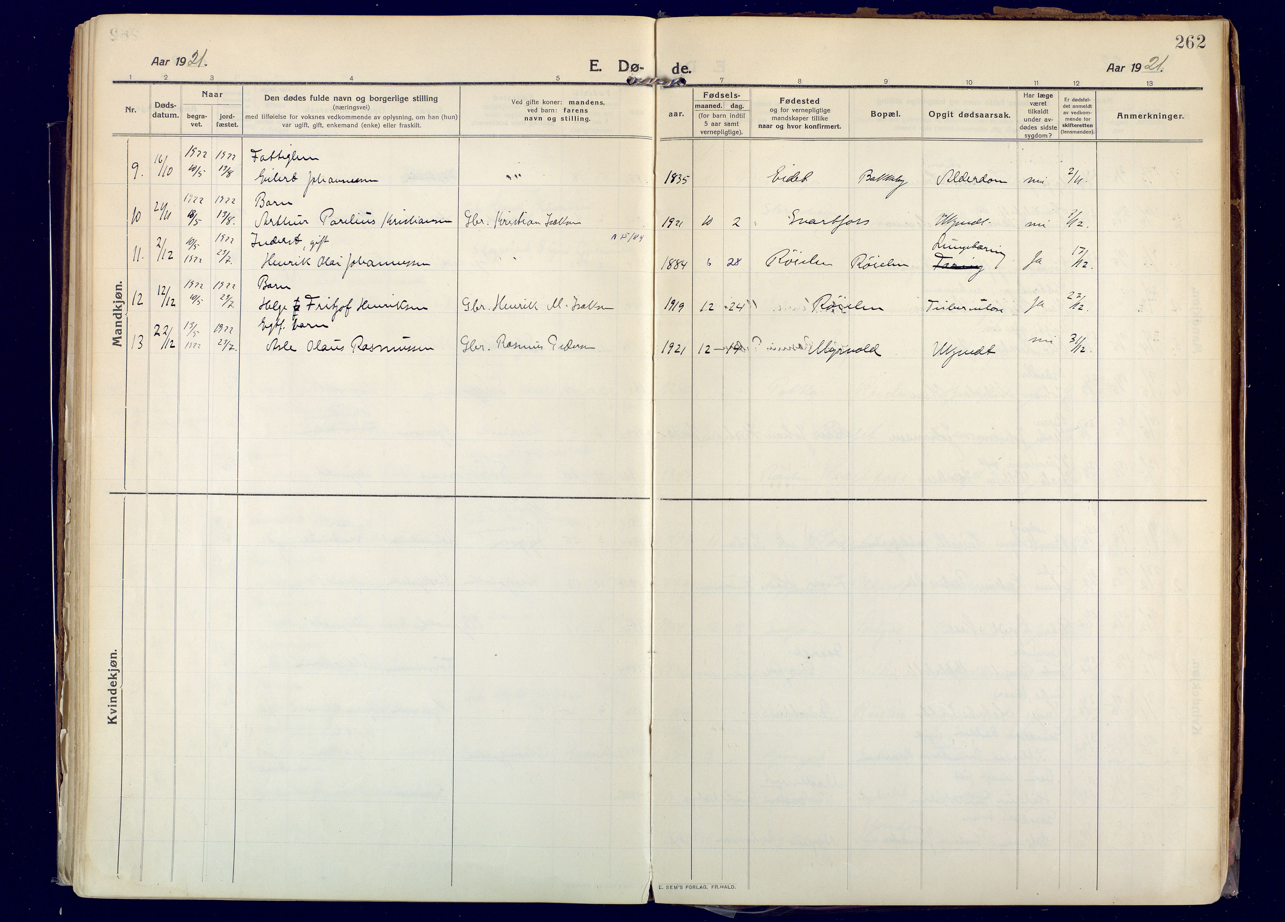 Skjervøy sokneprestkontor, AV/SATØ-S-1300/H/Ha/Haa: Parish register (official) no. 20, 1911-1931, p. 262