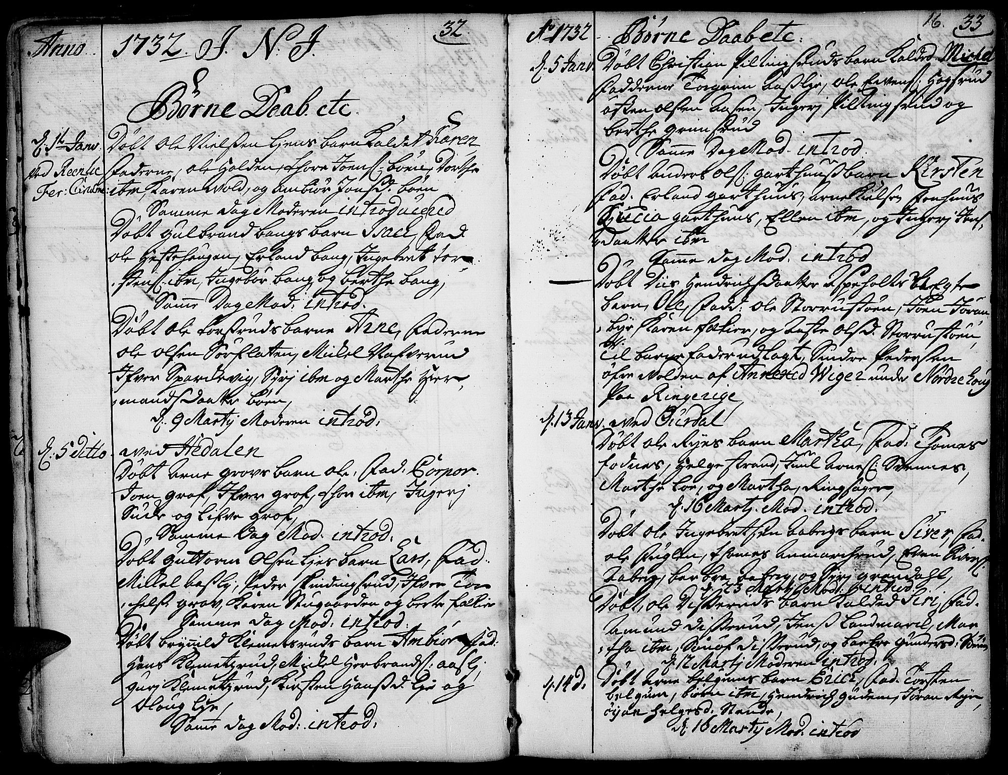Aurdal prestekontor, SAH/PREST-126/H/Ha/Haa/L0004: Parish register (official) no. 4, 1730-1762, p. 32-33